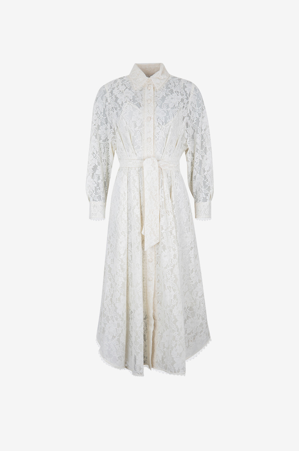 ZIMMERMANN Robe chemise midi en dentelle Dawning Tuck Femme BLANC CASSE 1