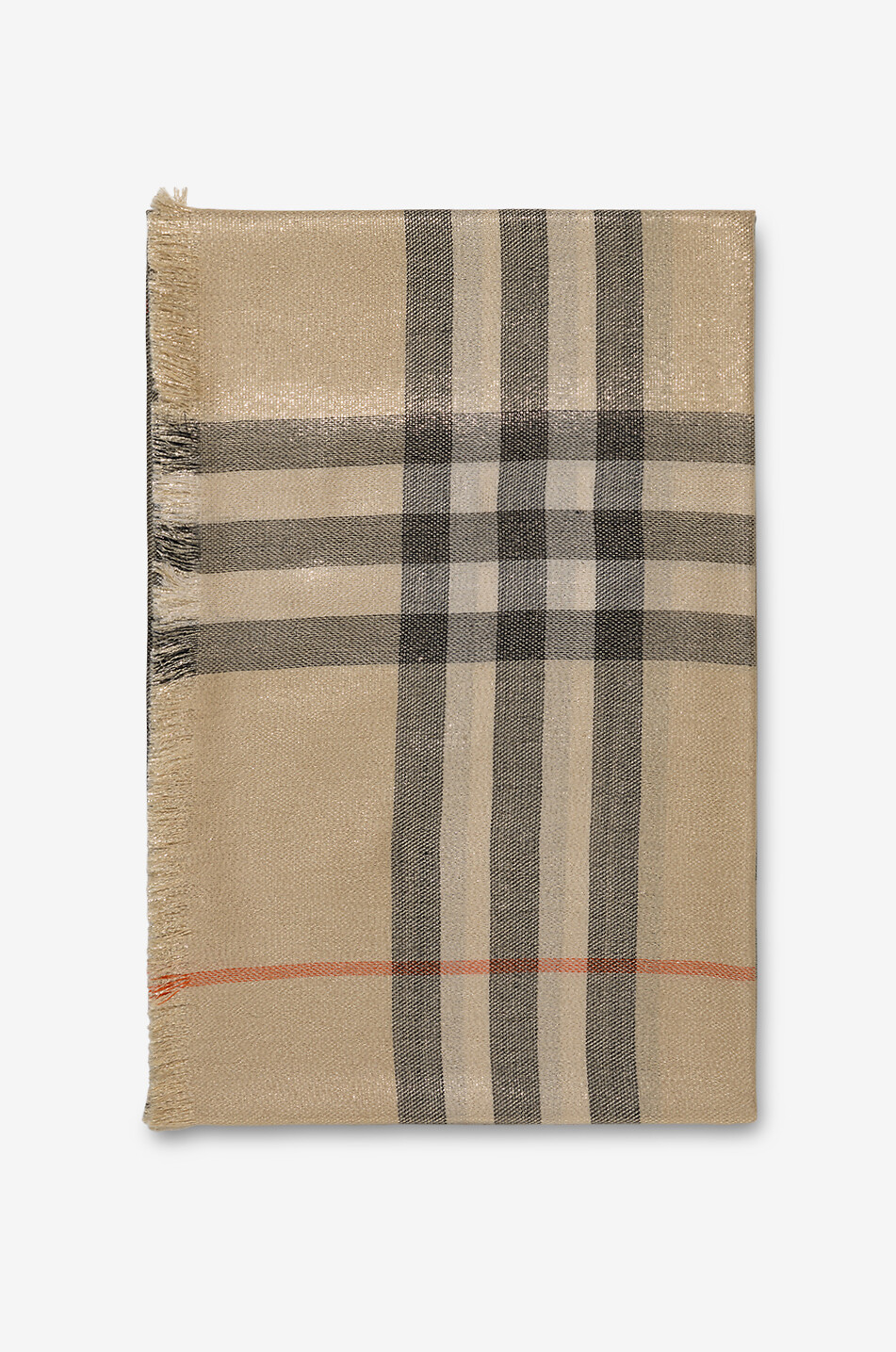 Écharpe fine tissée en laine et soie métallisée Check Sand