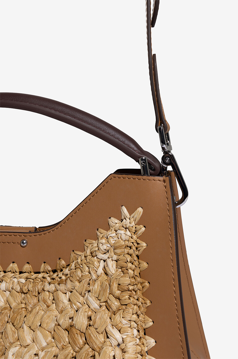 GIANNI CHIARINI Schultertasche aus Leder und Bast Aurora Damen [akeneo-beigefonce] 6