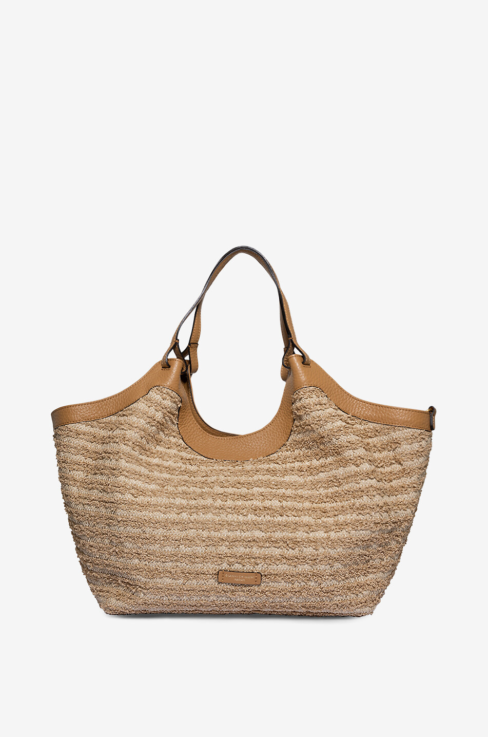 GIANNI CHIARINI Grosser Shopper aus Leder und gestreiftem Canvas Dua Damen BEIGE 1