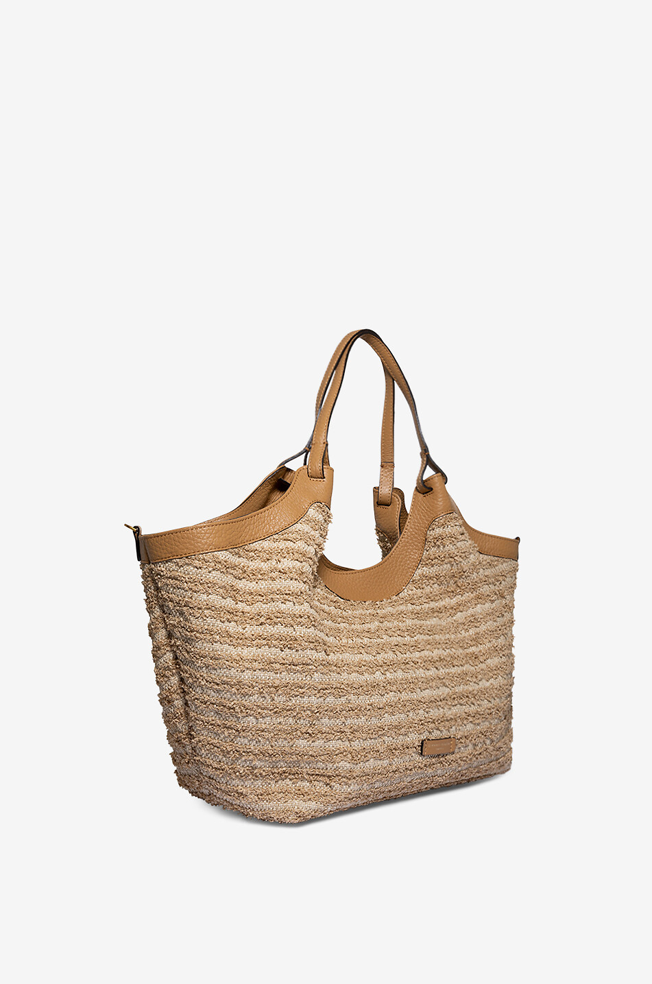 GIANNI CHIARINI Grosser Shopper aus Leder und gestreiftem Canvas Dua Damen BEIGE 2