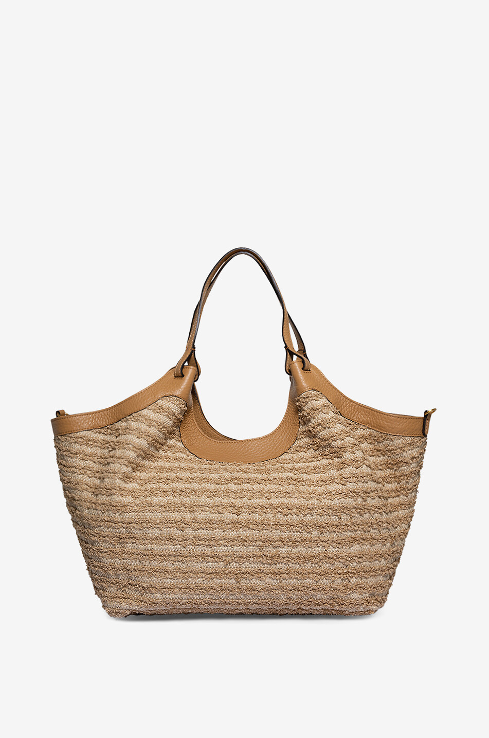 GIANNI CHIARINI Grosser Shopper aus Leder und gestreiftem Canvas Dua Damen BEIGE 3