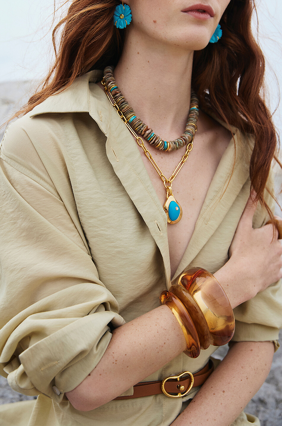 LIZZIE FORTUNATO Kunstharz-Manschette Ridge Mocha Damen KAMELFARBEN 2