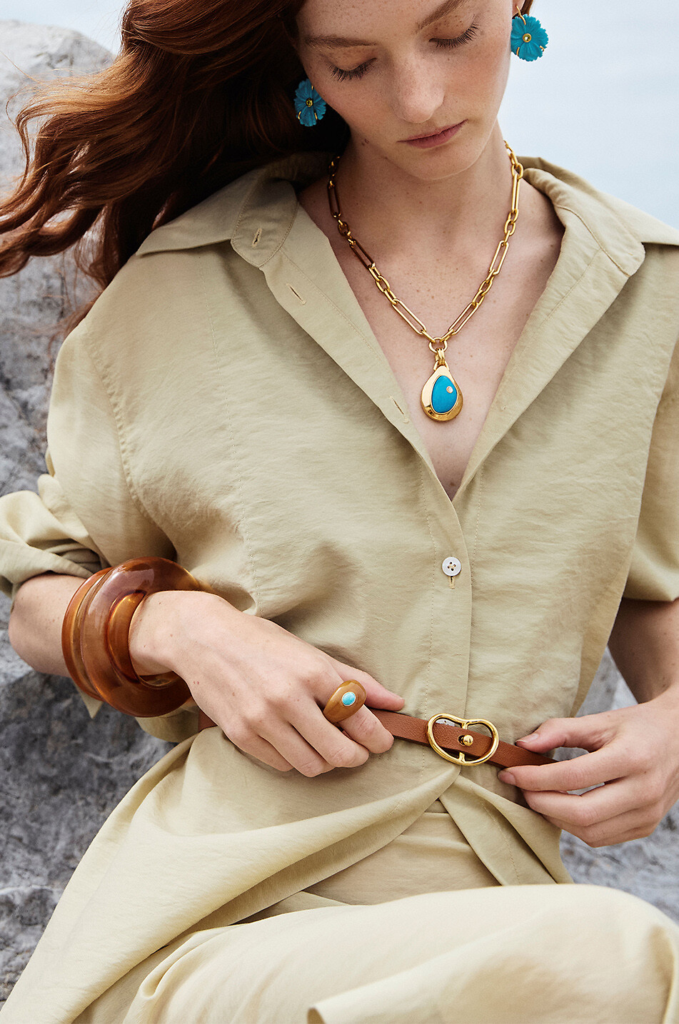 LIZZIE FORTUNATO Kunstharz-Manschette Ridge Mocha Damen KAMELFARBEN 3