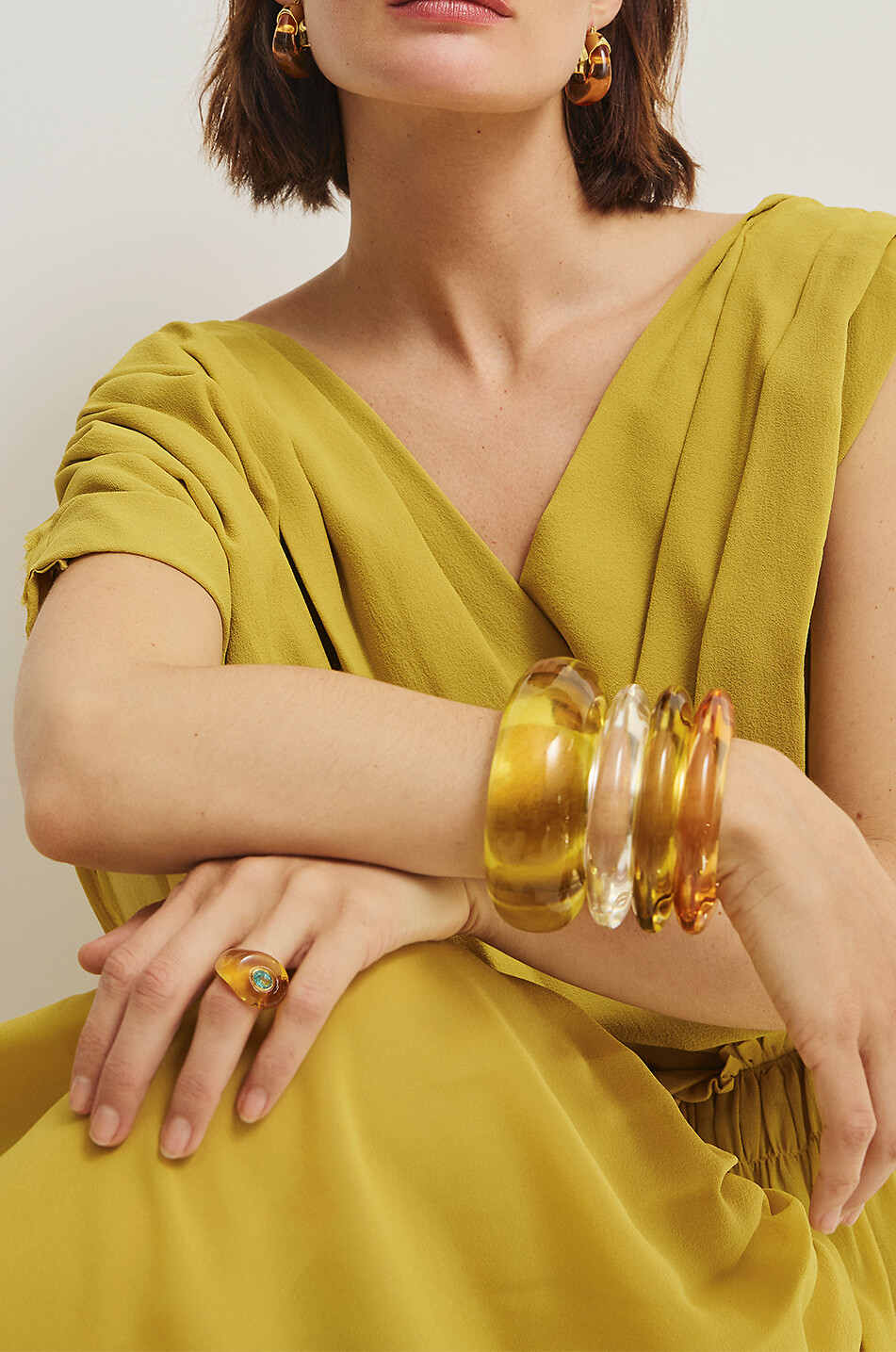 LIZZIE FORTUNATO Ridge Marigold resin cuff Women ORANGE 3