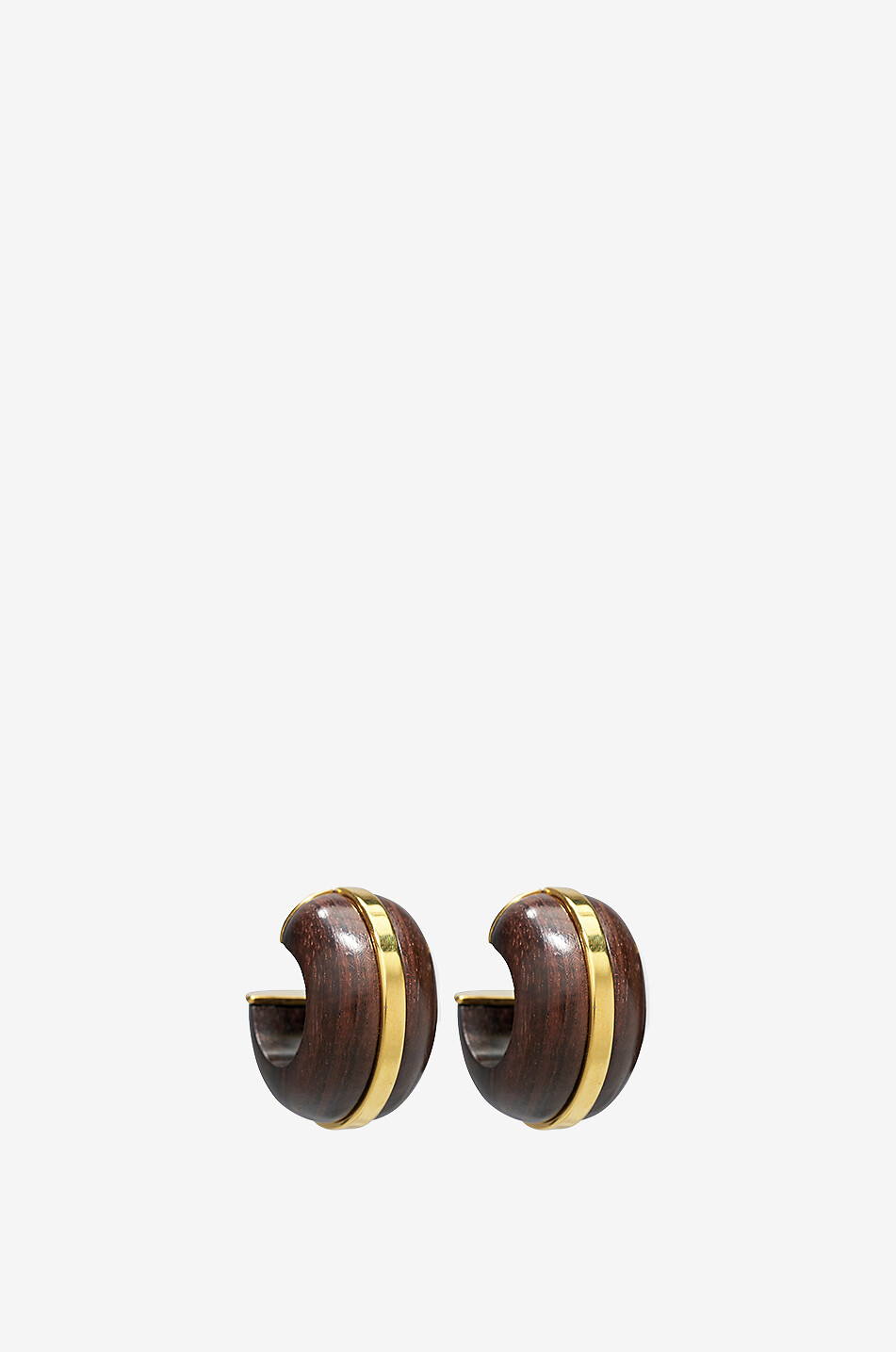 LIZZIE FORTUNATO Halo wood and gold-tone metal hoop earrings Women BROWN 1