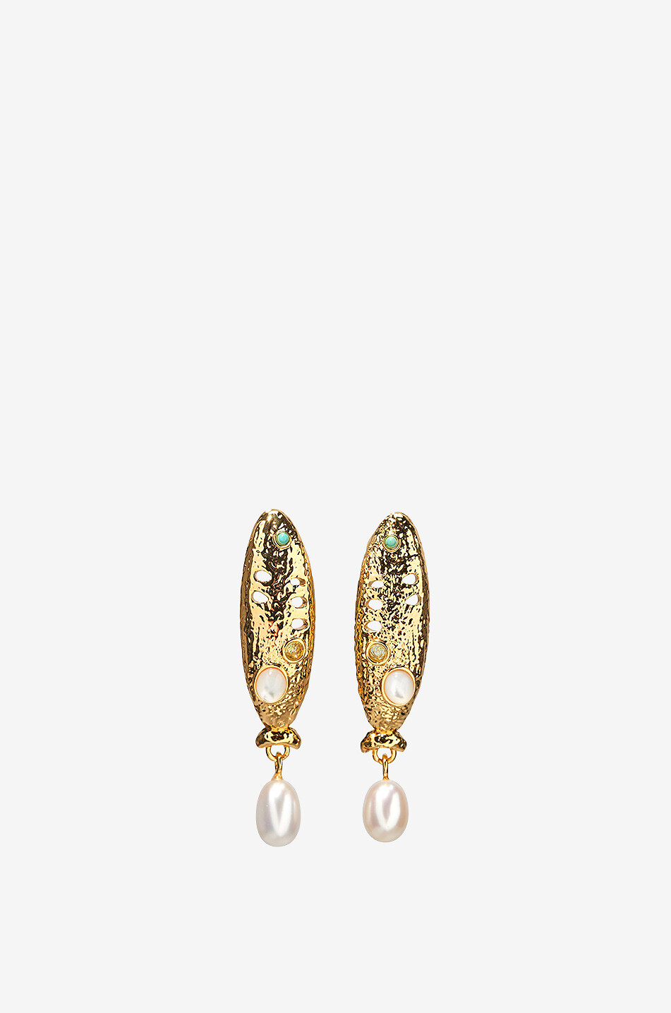 LIZZIE FORTUNATO Sardina pearl-embellished earrings Women GOLDEN 1