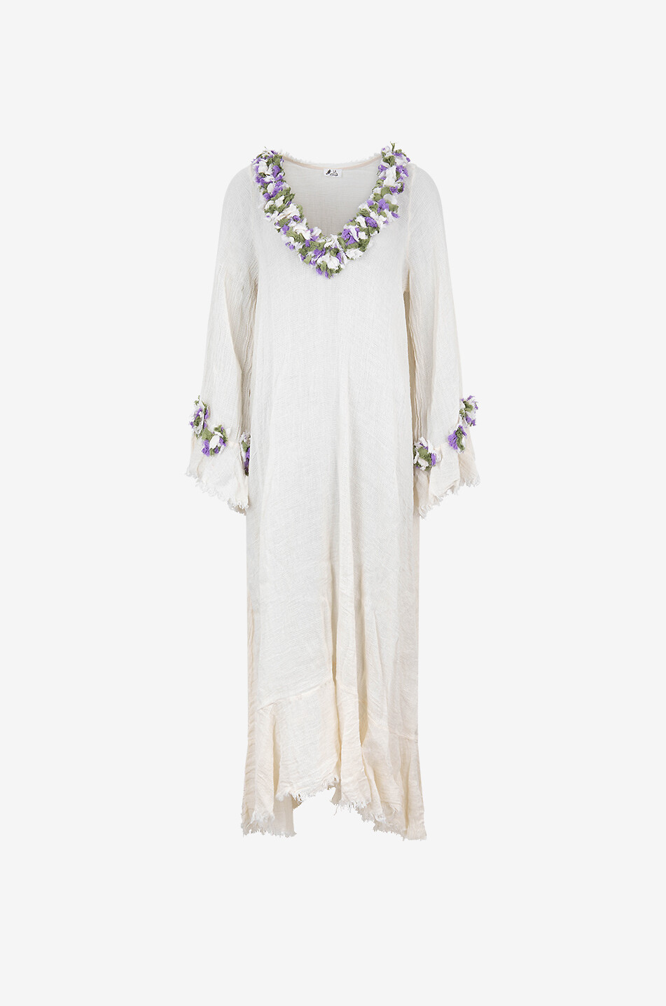 Odette long frayed linen blend dress