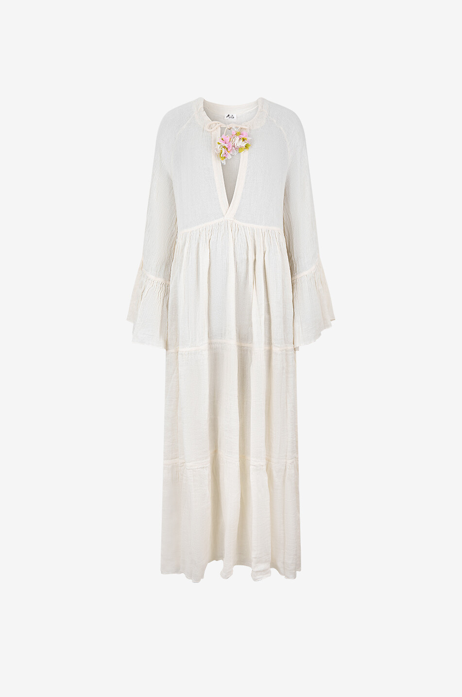 LA STREGA Langes Leinenmix-Empirekleid Vasiliki Damen CREMEFARBEN 1