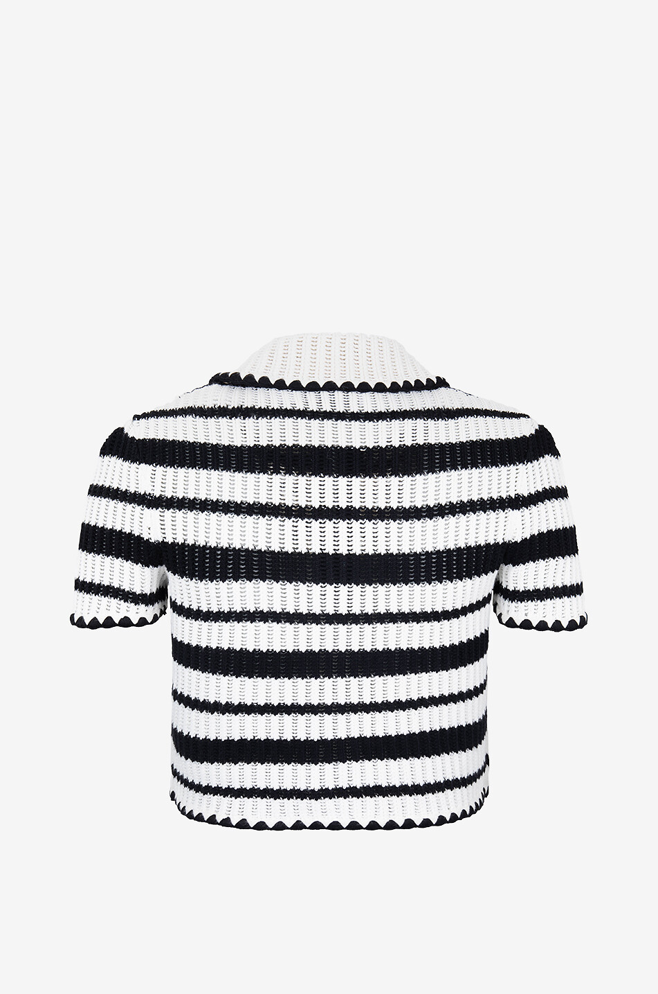 SELF PORTRAIT Striped cropped short-sleeved crochet top Women MULTI COLOURED 3