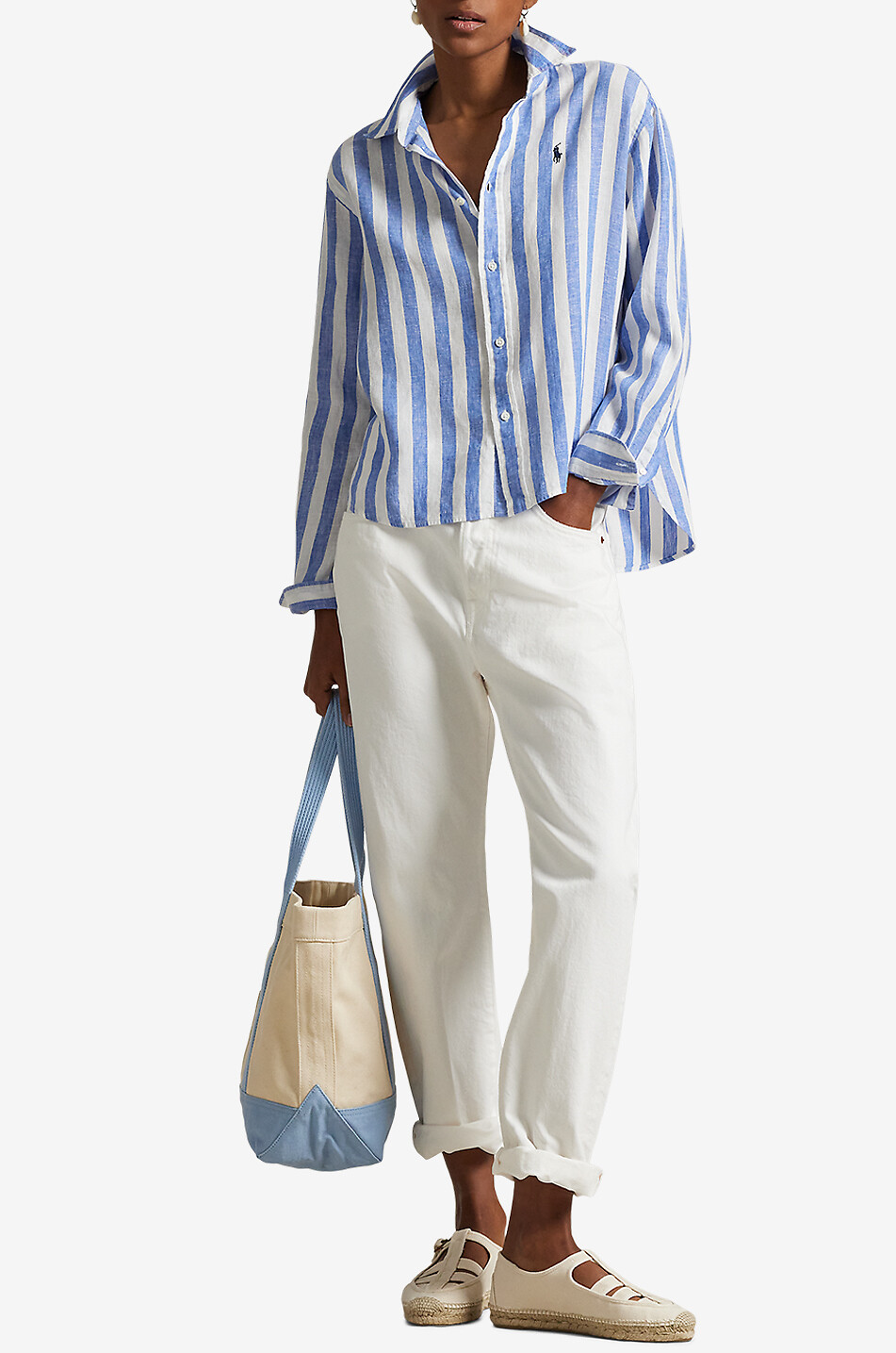POLO RALPH LAUREN Pony relaxed linen gingham check shirt Women MEDIUM BLUE 5