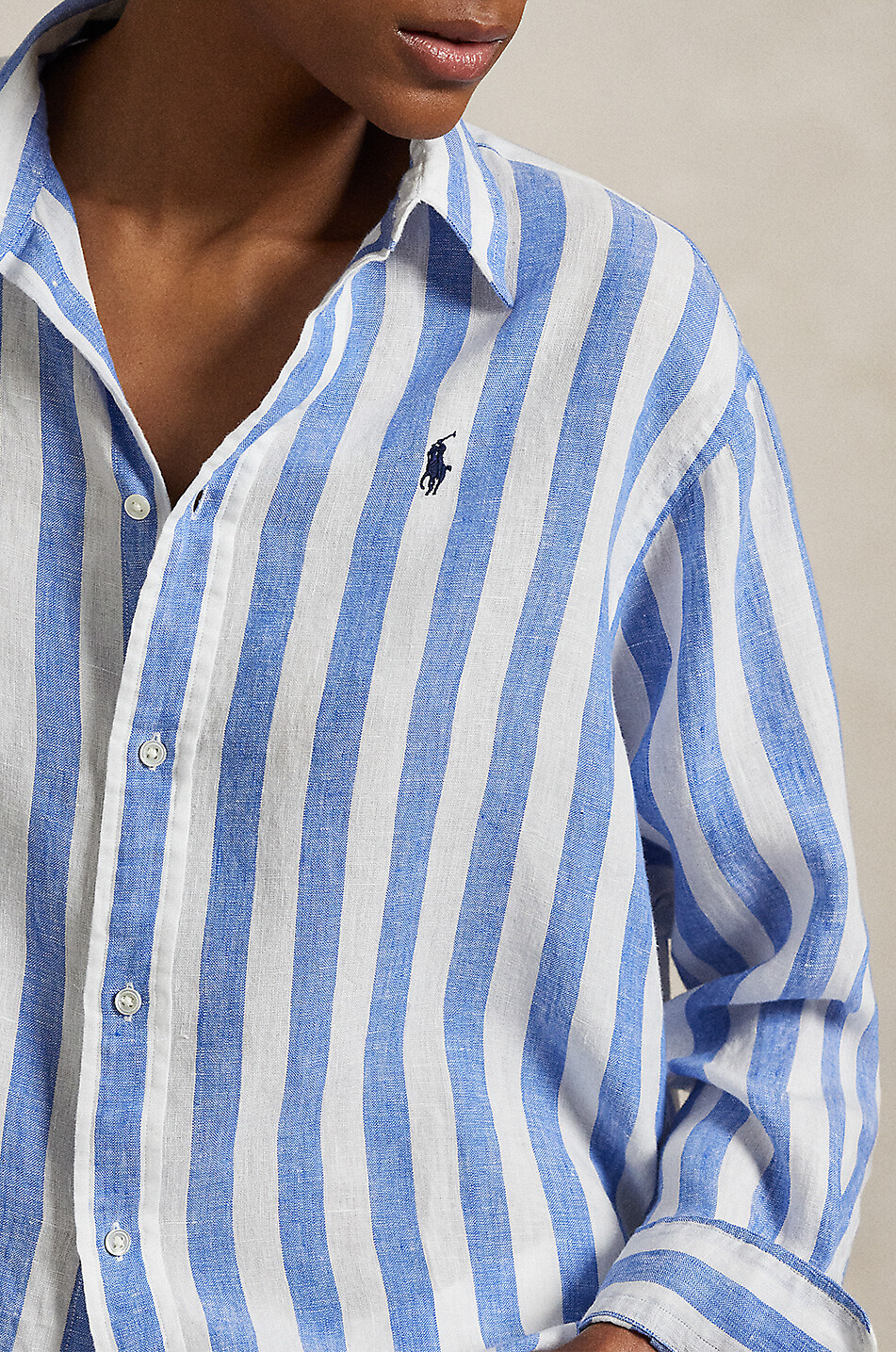 POLO RALPH LAUREN Pony relaxed linen gingham check shirt Women MEDIUM BLUE 2