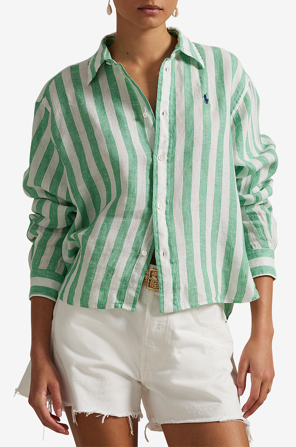Pony relaxed linen gingham check shirt