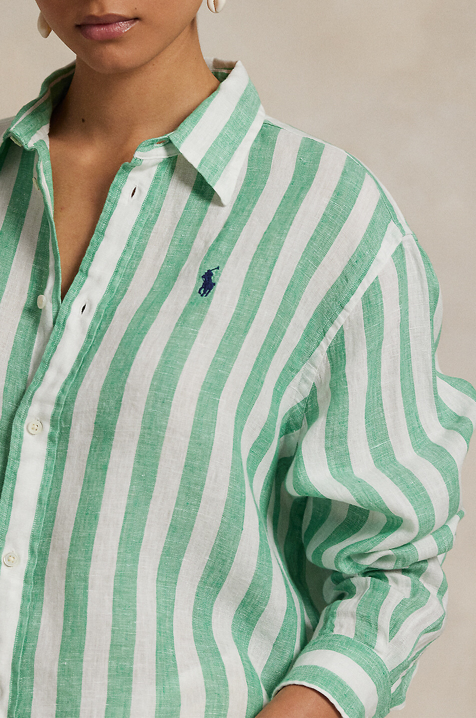 Pony relaxed linen gingham check shirt