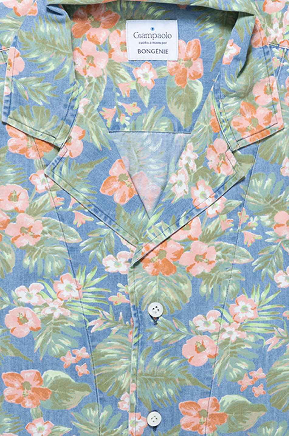 GIAMPAOLO Chemise hawaïenne à manches courtes imprimée fleurs Homme VERT CLAIR 2