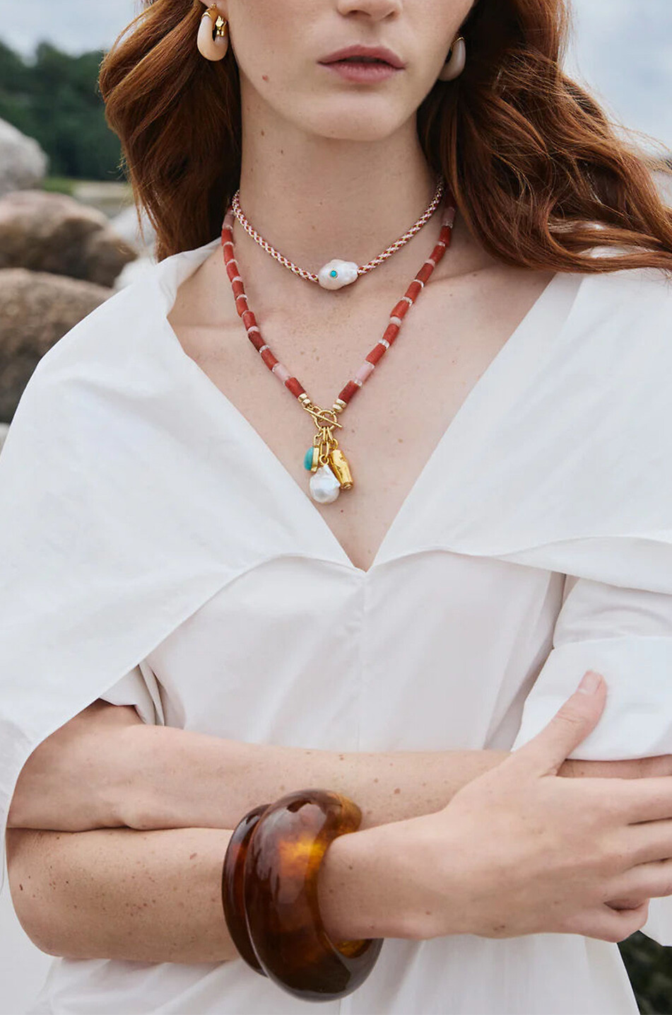 LIZZIE FORTUNATO Camper cord necklace with pearl Women MULTI COLOURED 2