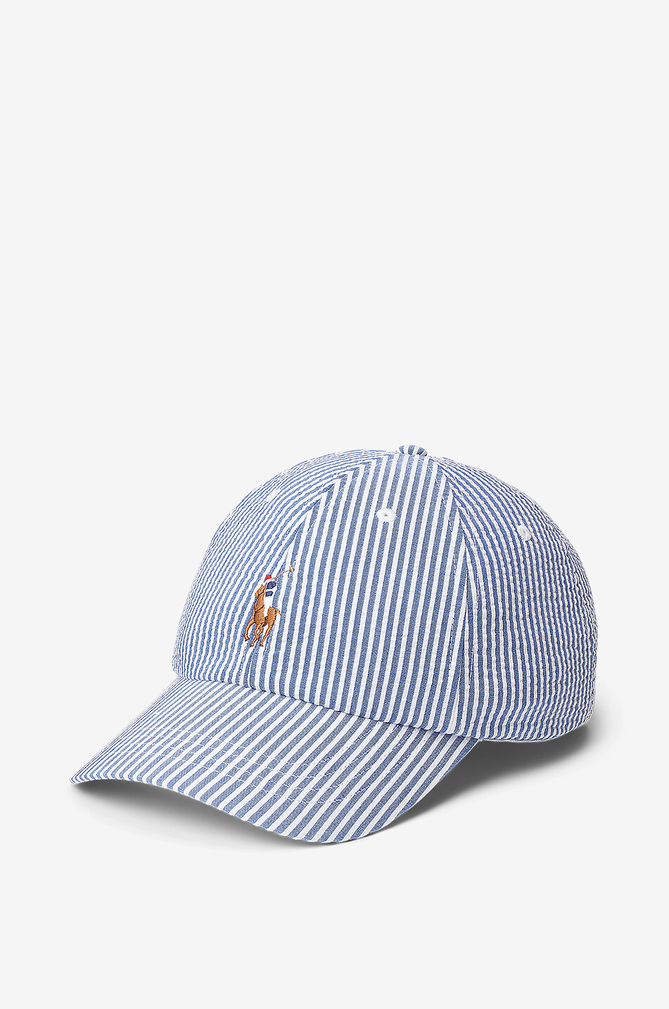 POLO RALPH LAUREN Casquette en seersucker rayé Pony Femme BLEU 1