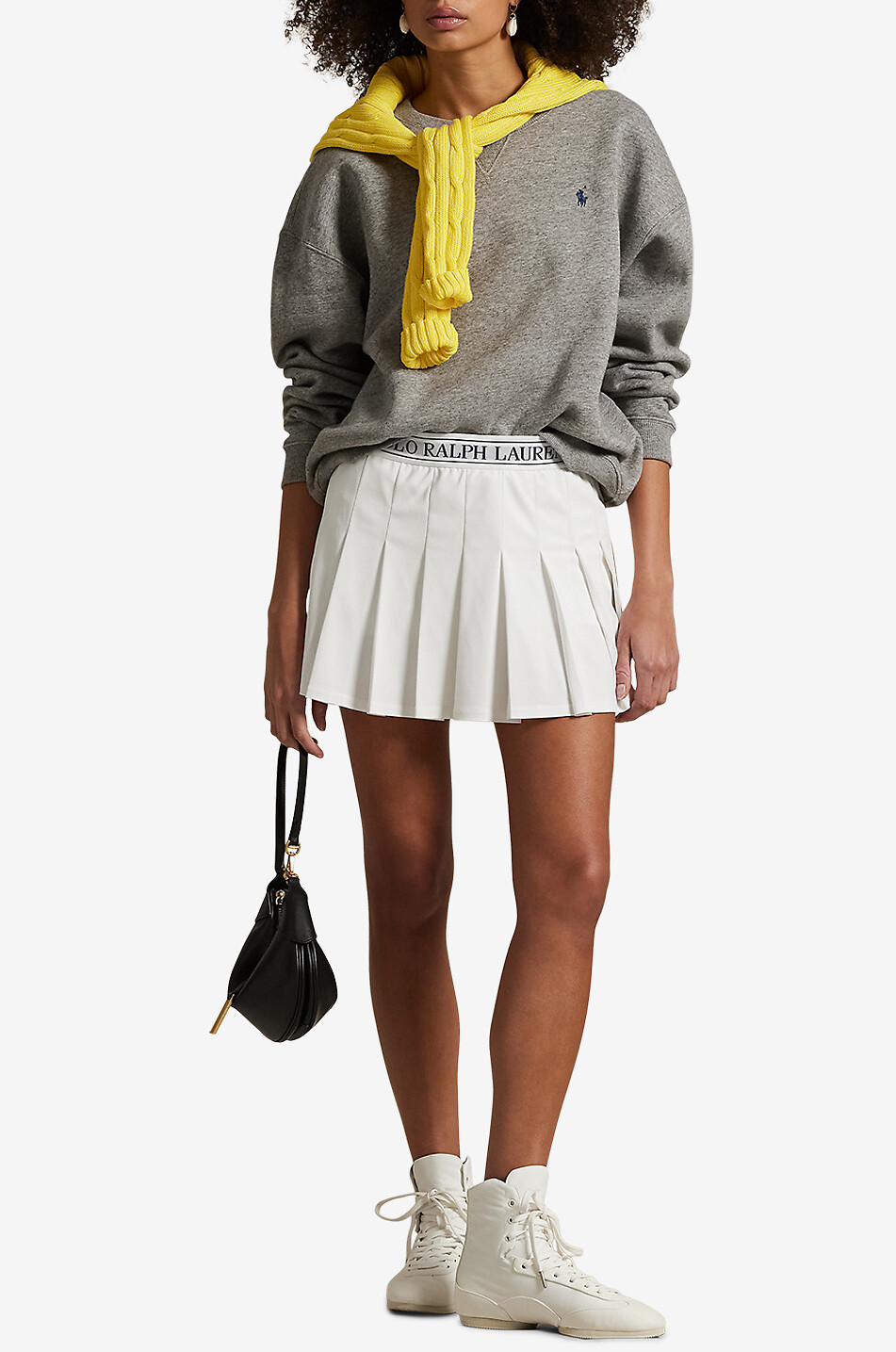 POLO RALPH LAUREN Concept piqué pleated miniskirt Women WHITE 4