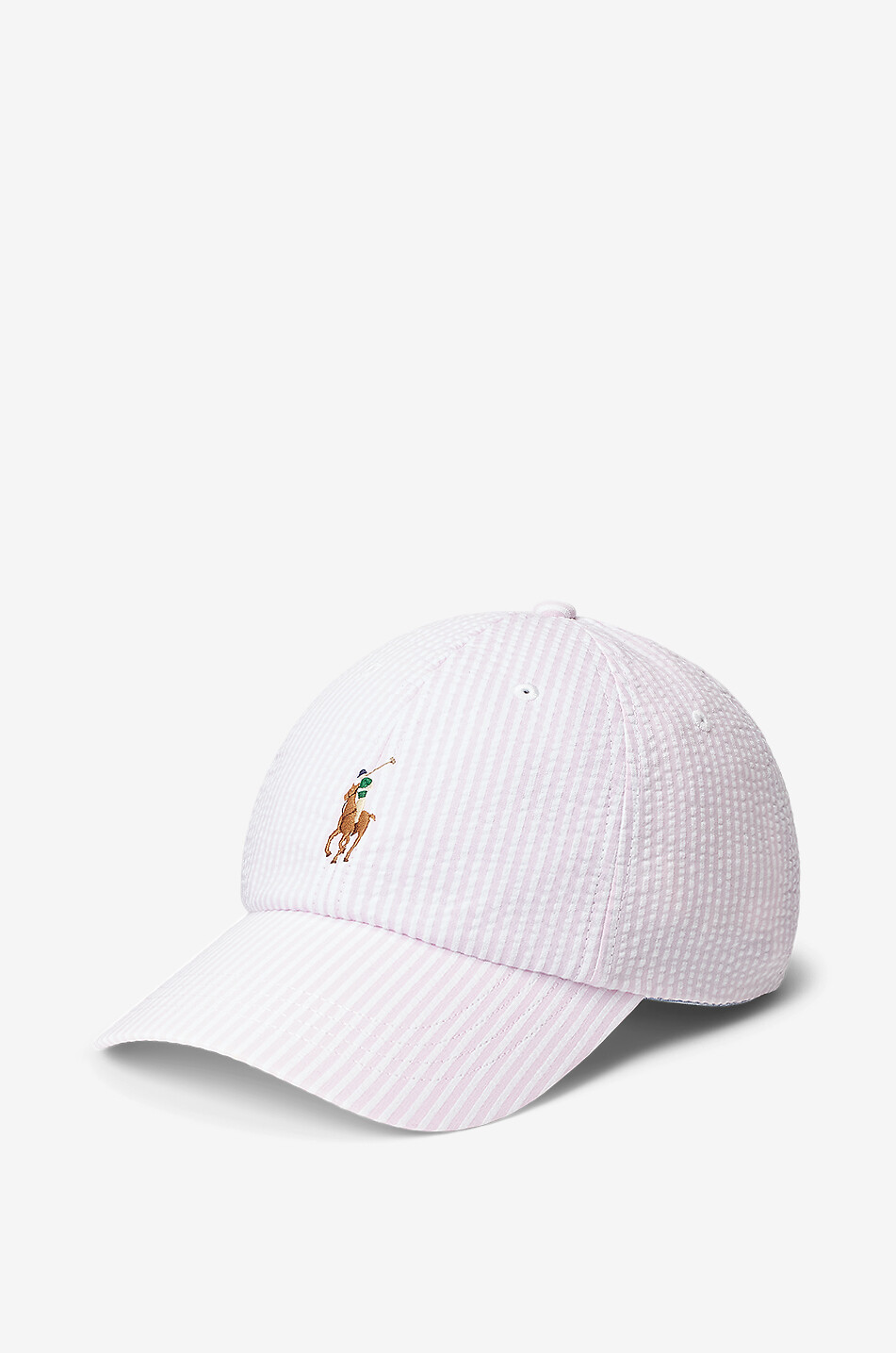POLO RALPH LAUREN Casquette en seersucker rayé Pony Femme ROSE CLAIR 1