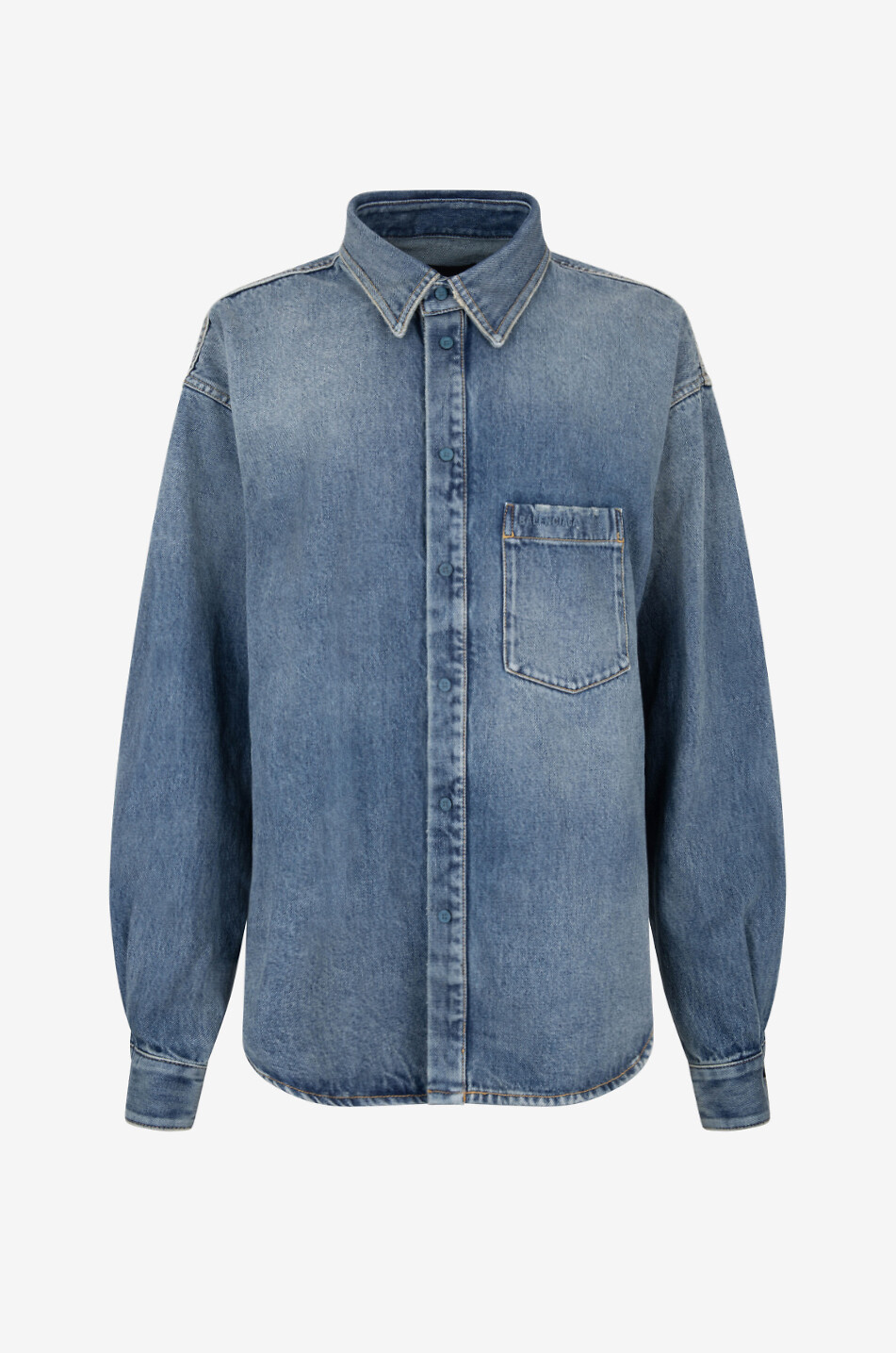 BALENCIAGA Boyish distressed denim shirt jacket Women BLUE 1