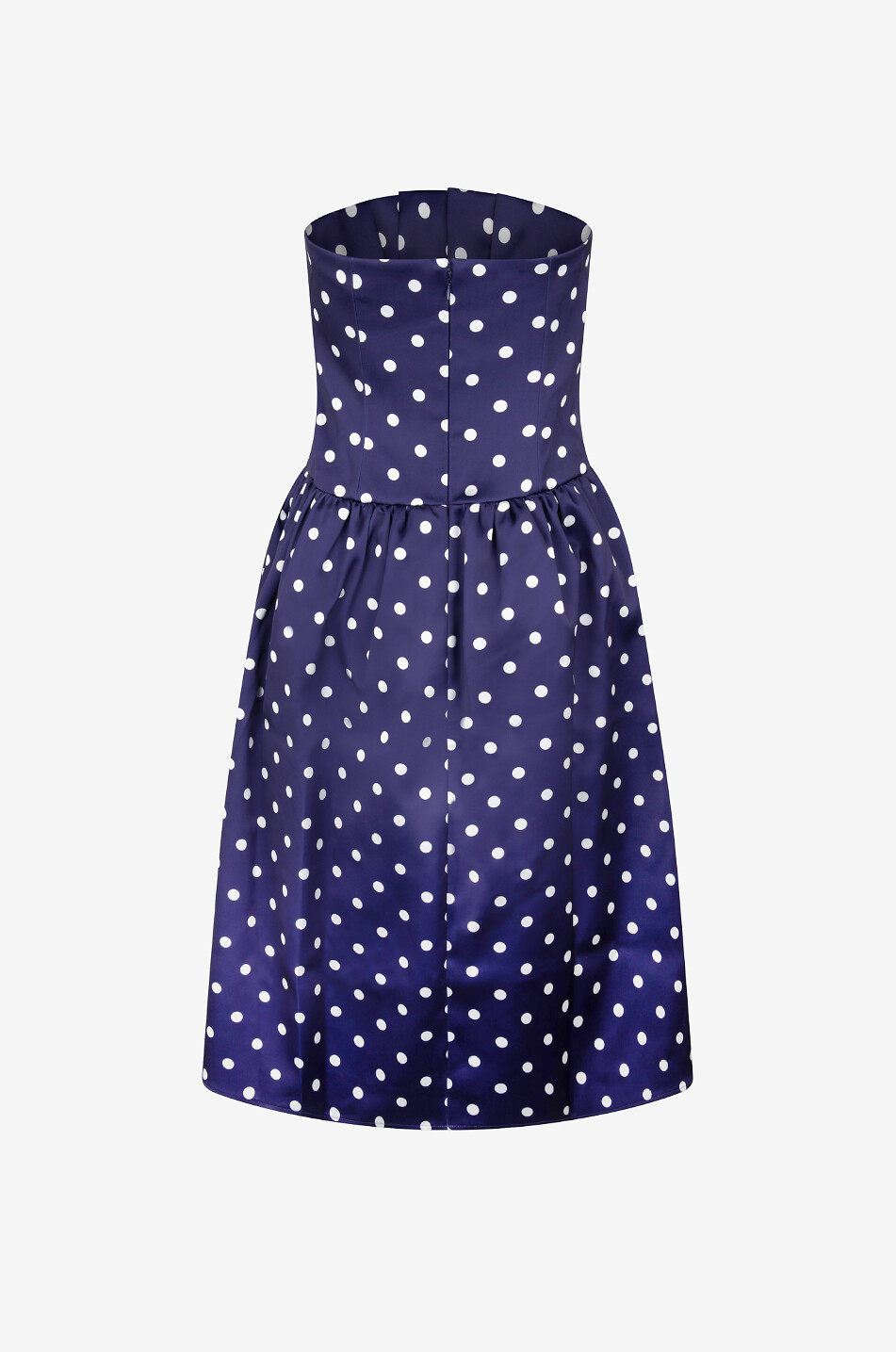 SELF PORTRAIT Robe bustier midi en satin à pois Femme BLEU FONCE 2