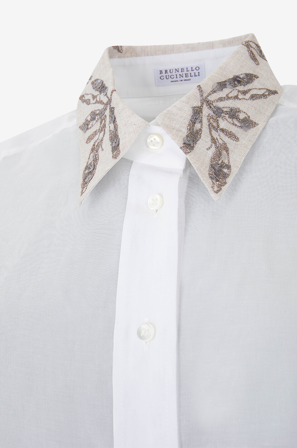 Chemise Brunello Cucinelli Soie Mousseline Imprimé Floral - Taille L, Crème, Neuve étiquetée