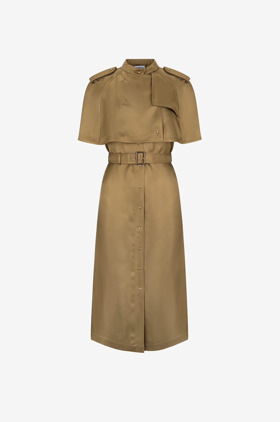 BURBERRY Robe trench midi à manches capes courtes Femme Beige Foncé 1