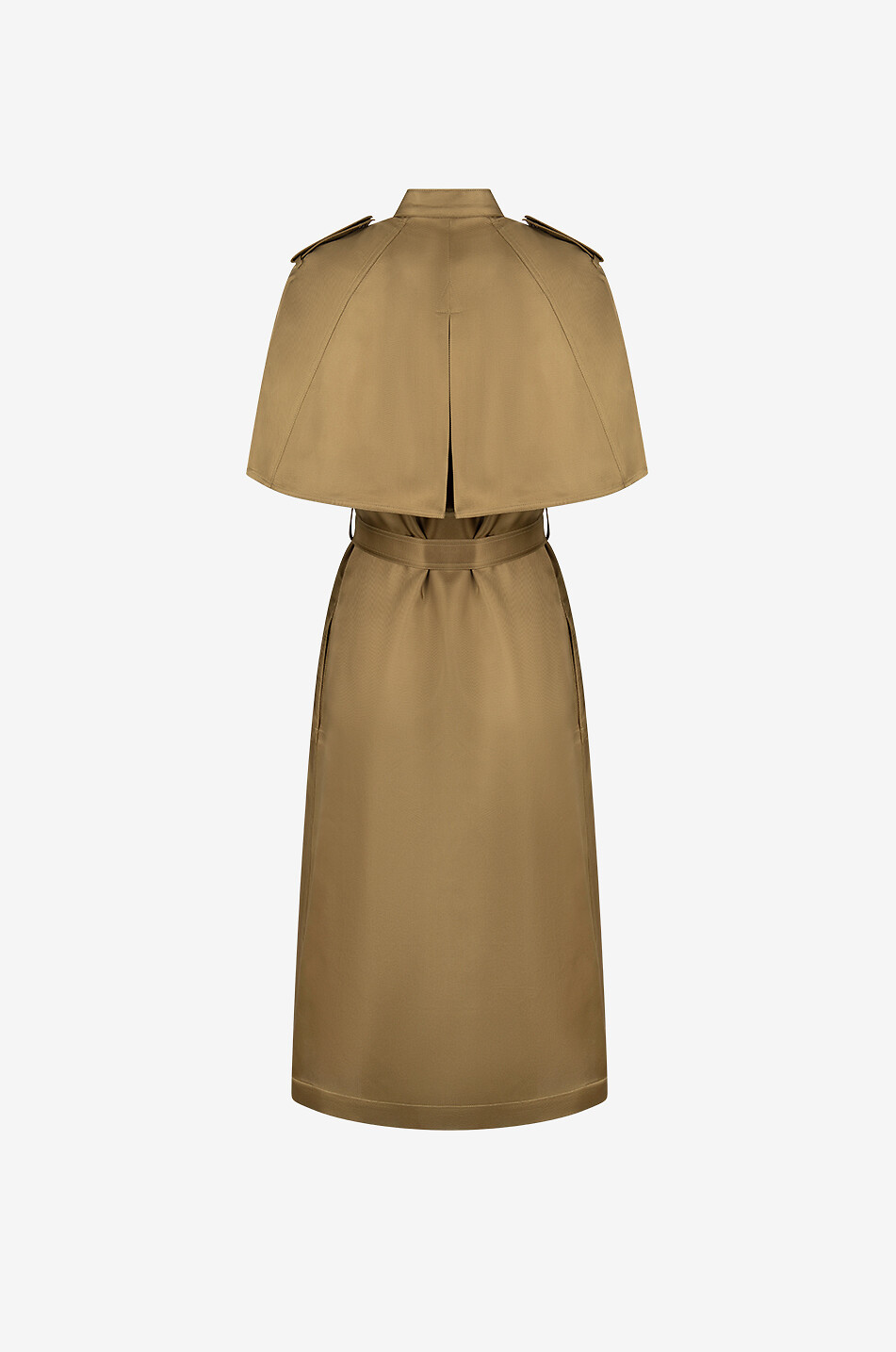 BURBERRY Robe trench midi à manches capes courtes Femme Beige Foncé 2