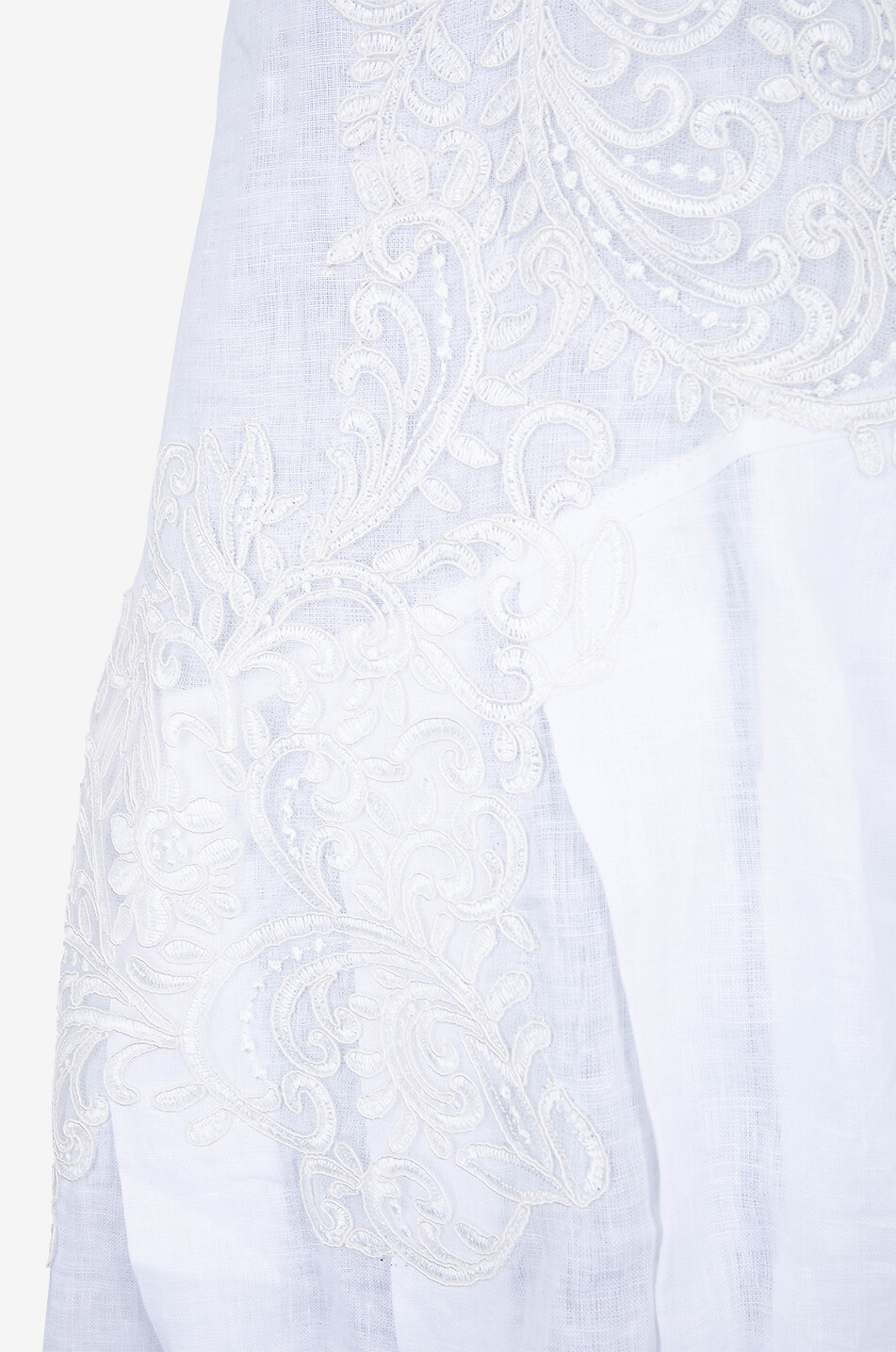 Langes Leinenvoile-Trägerkleid mit Spitze