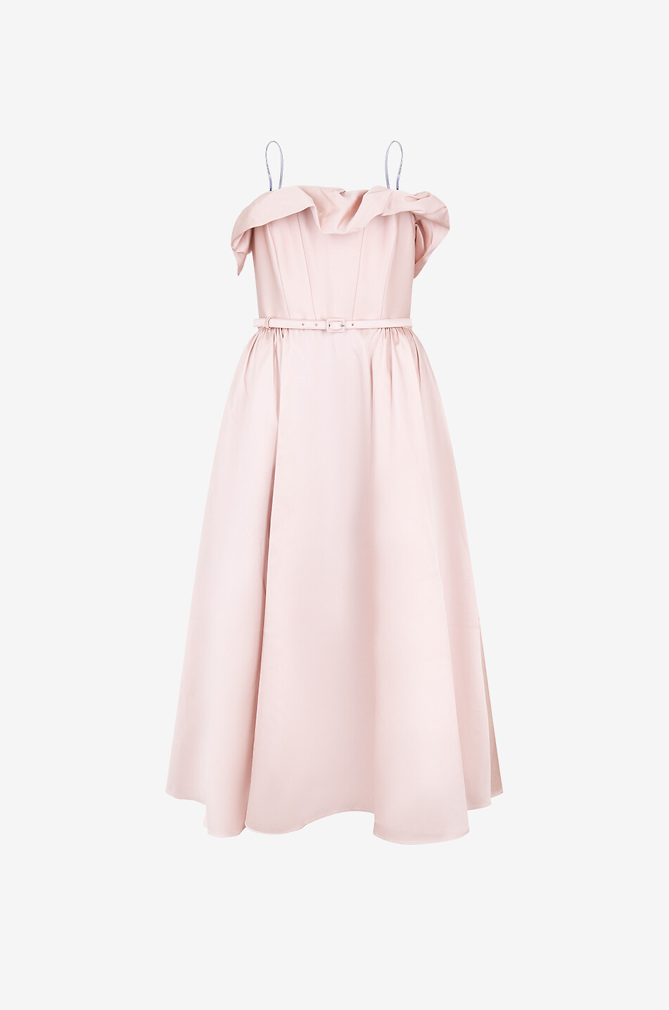ROLAND MOURET Robe bustier midi en satin Ruffle Femme ROSE CLAIR 1