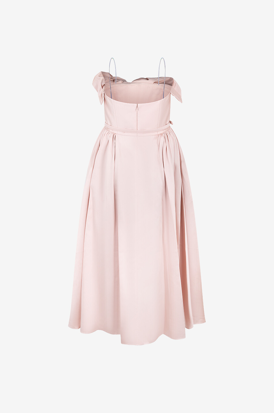 ROLAND MOURET Robe bustier midi en satin Ruffle Femme ROSE CLAIR 2