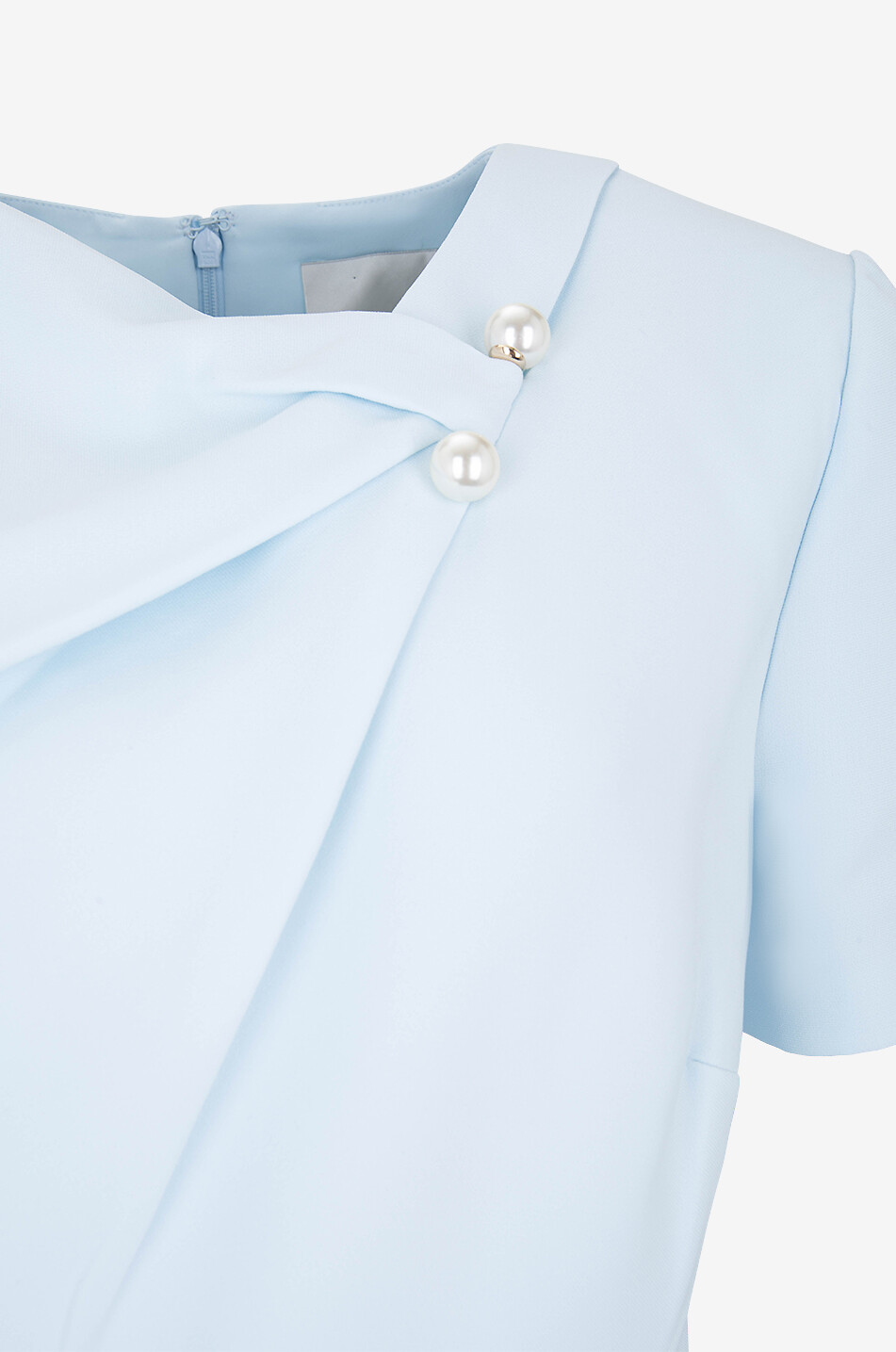 ROLAND MOURET Robe midi en cady ornée de perles Tri-Fold Belted Femme BLEU CLAIR 3