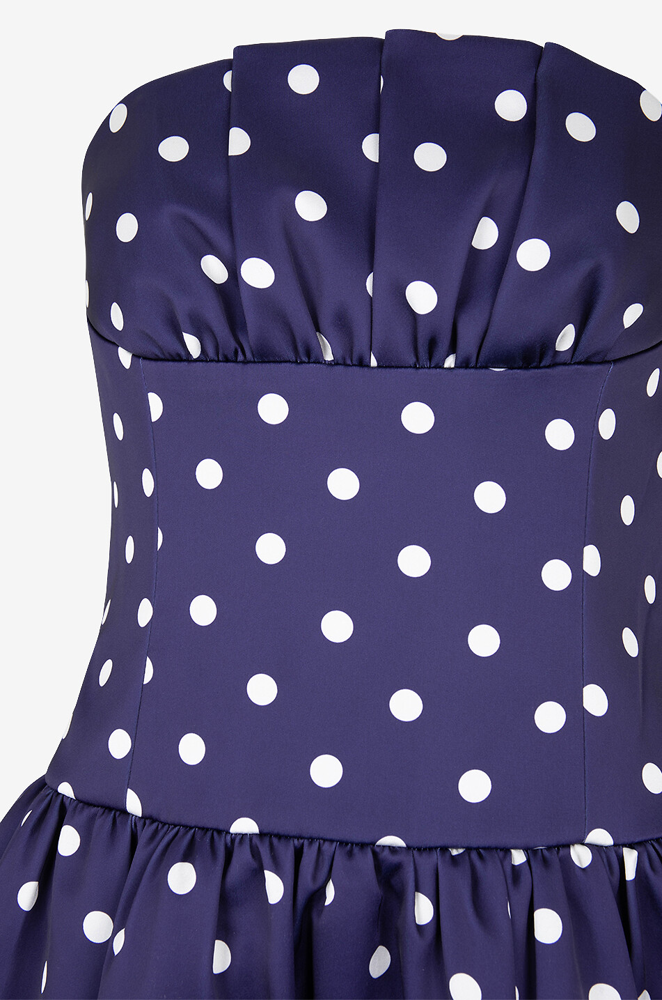 SELF PORTRAIT Robe bustier midi en satin à pois Femme BLEU FONCE 3