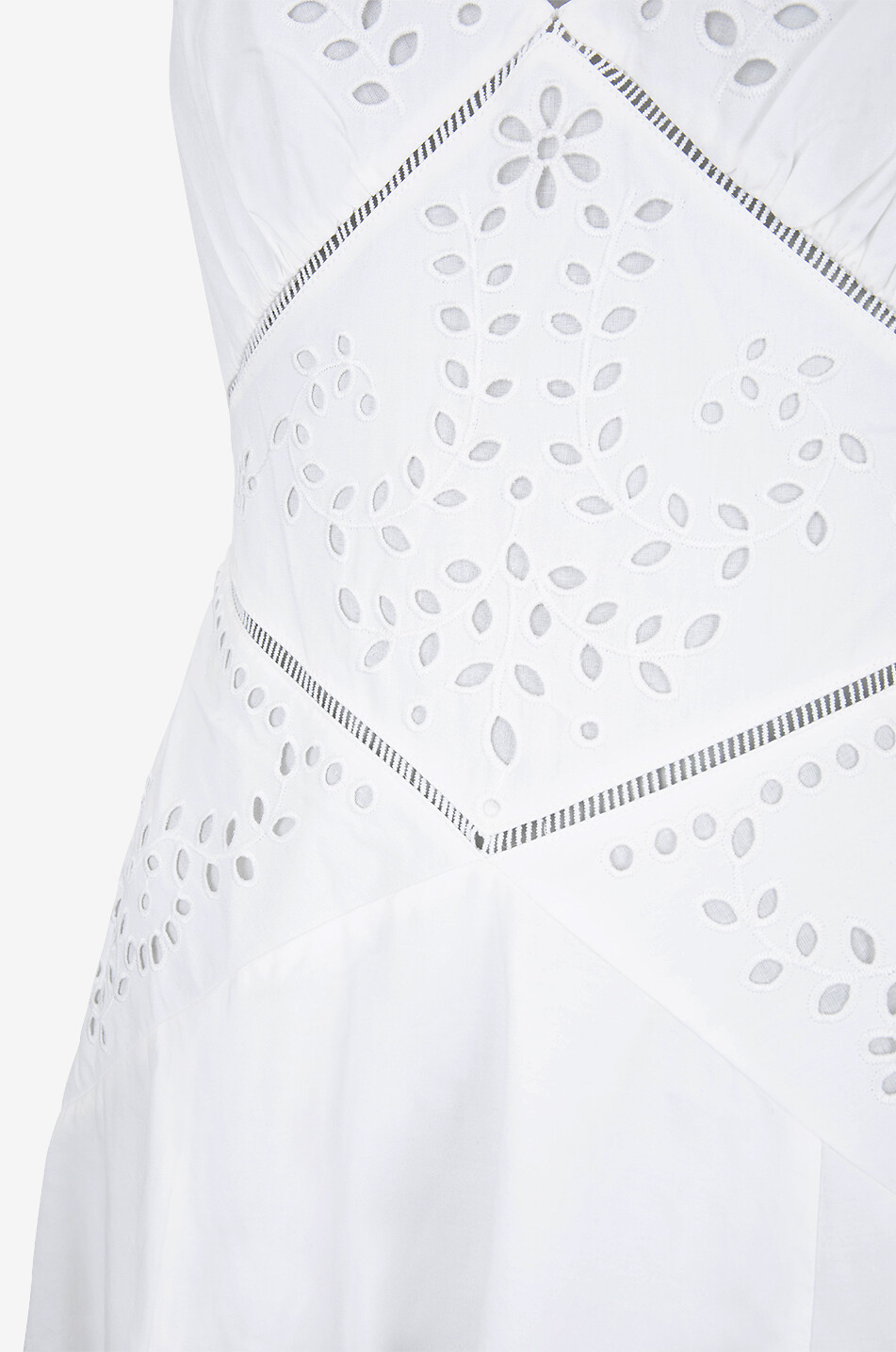 SELF PORTRAIT Strappy poplin maxi dress with openwork embroidery Women WHITE 3