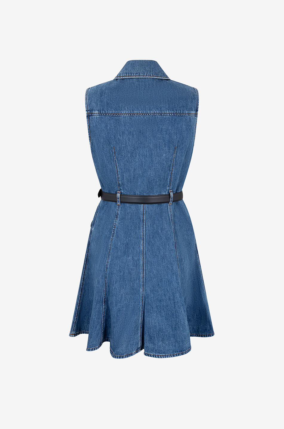 SELF PORTRAIT Pearl sleeveless denim mini shirt dress Women BLUE 2