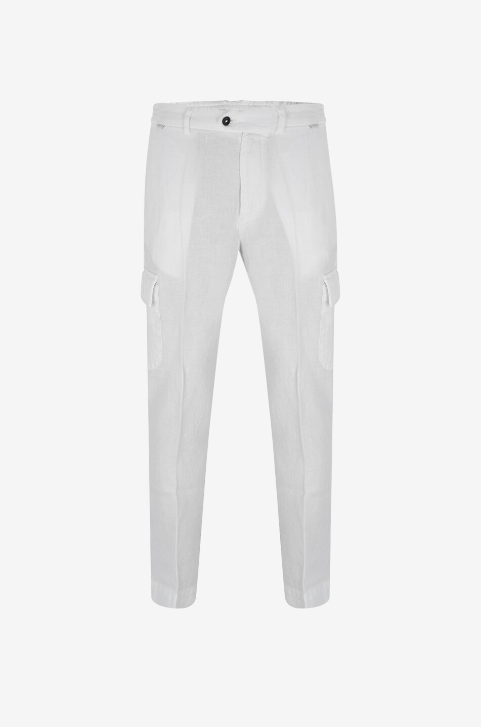 04651/ Schmale Cargohose aus Leinen Herren WEISS 1