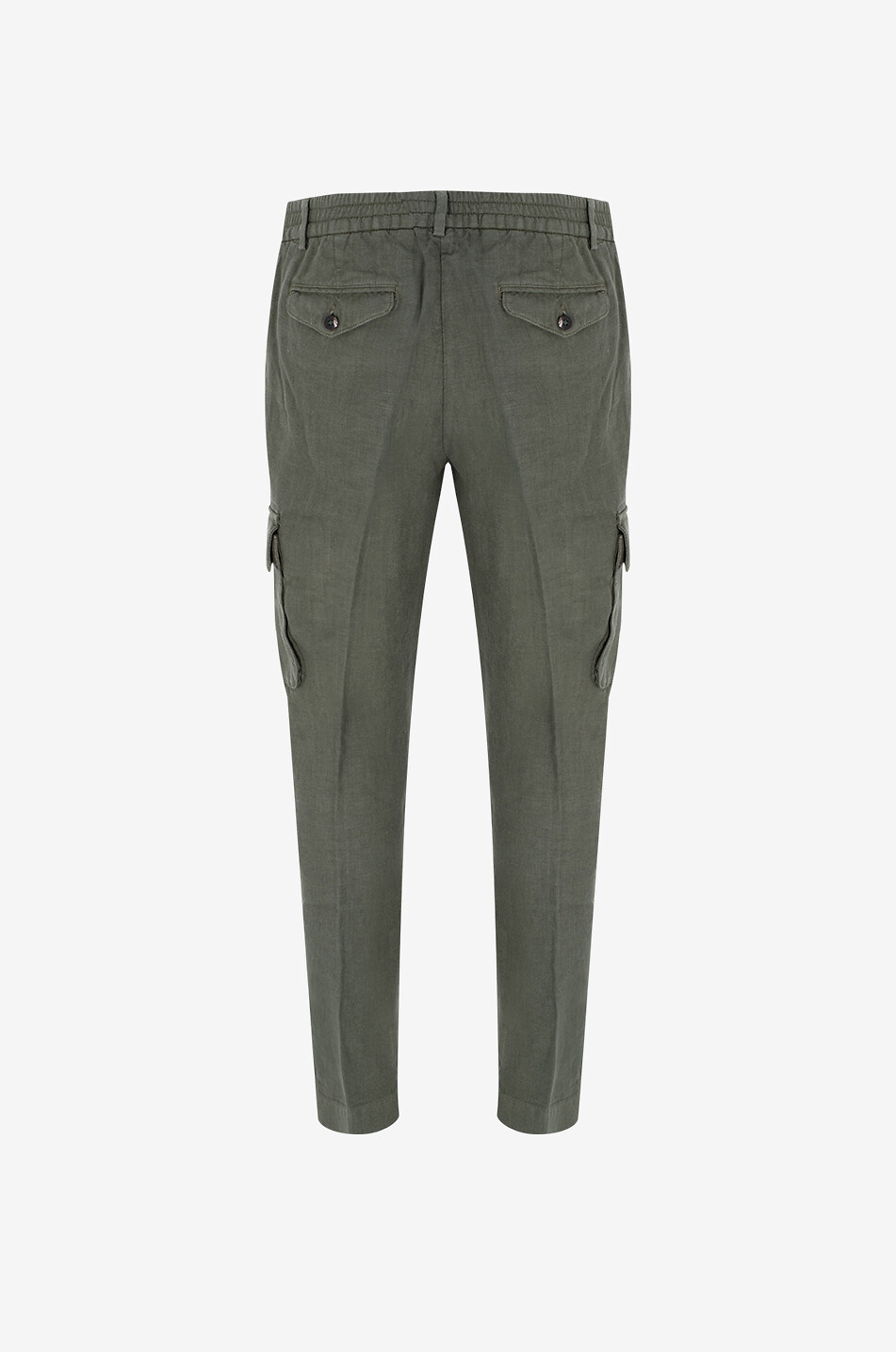 04651/ Slim-fit linen cargo trousers Men MEDIUM GREEN 2