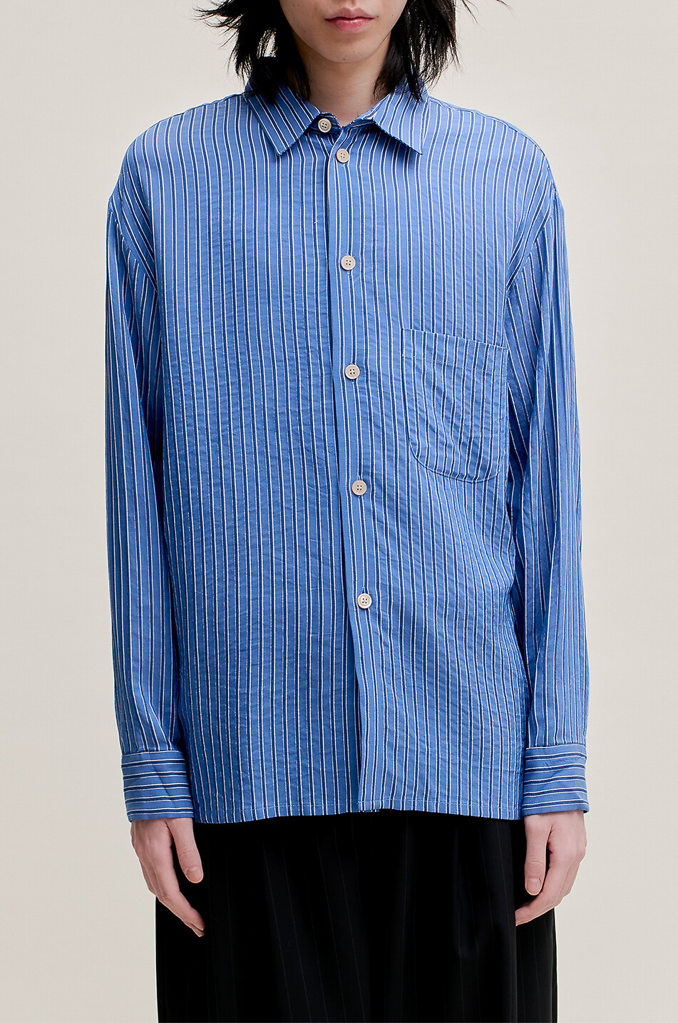 A KIND OF GUISE Gusto striped viscose shirt Men BLUE 3