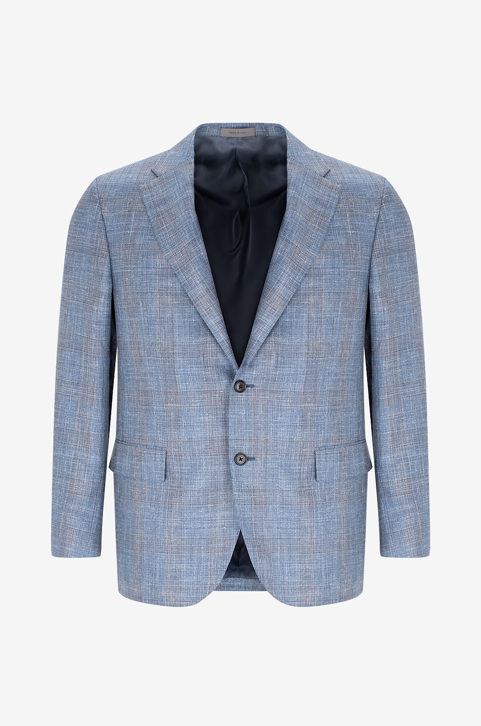 Checked single-breasted virgin wool blend blazer