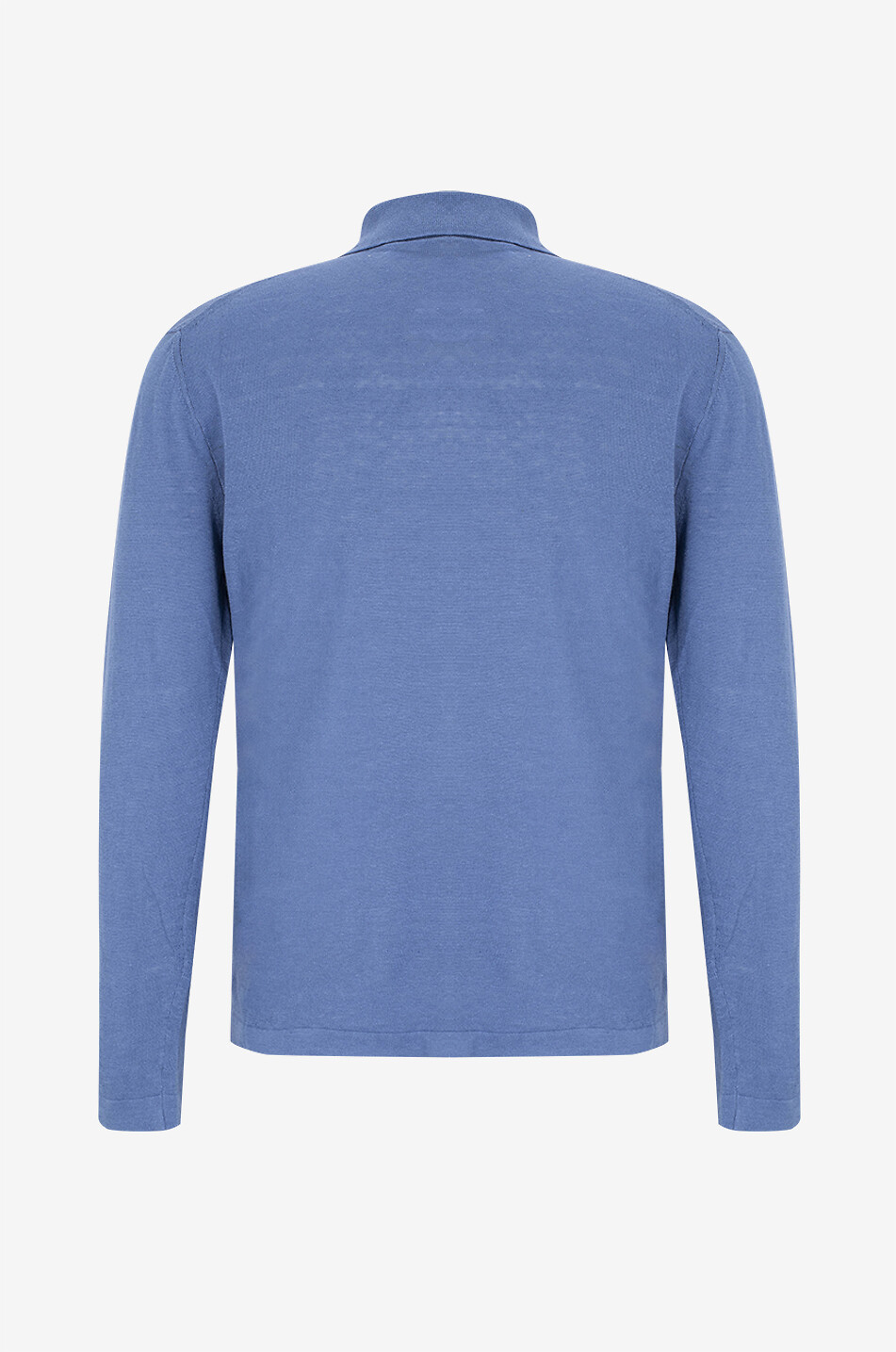 GALLIA KNIT PROJECT Bird linen and cotton long-sleeved polo shirt Men BLUE 2