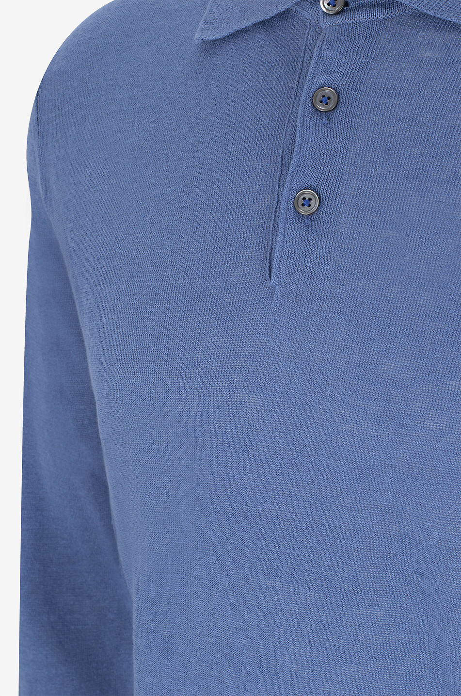 GALLIA KNIT PROJECT Bird linen and cotton long-sleeved polo shirt Men BLUE 3