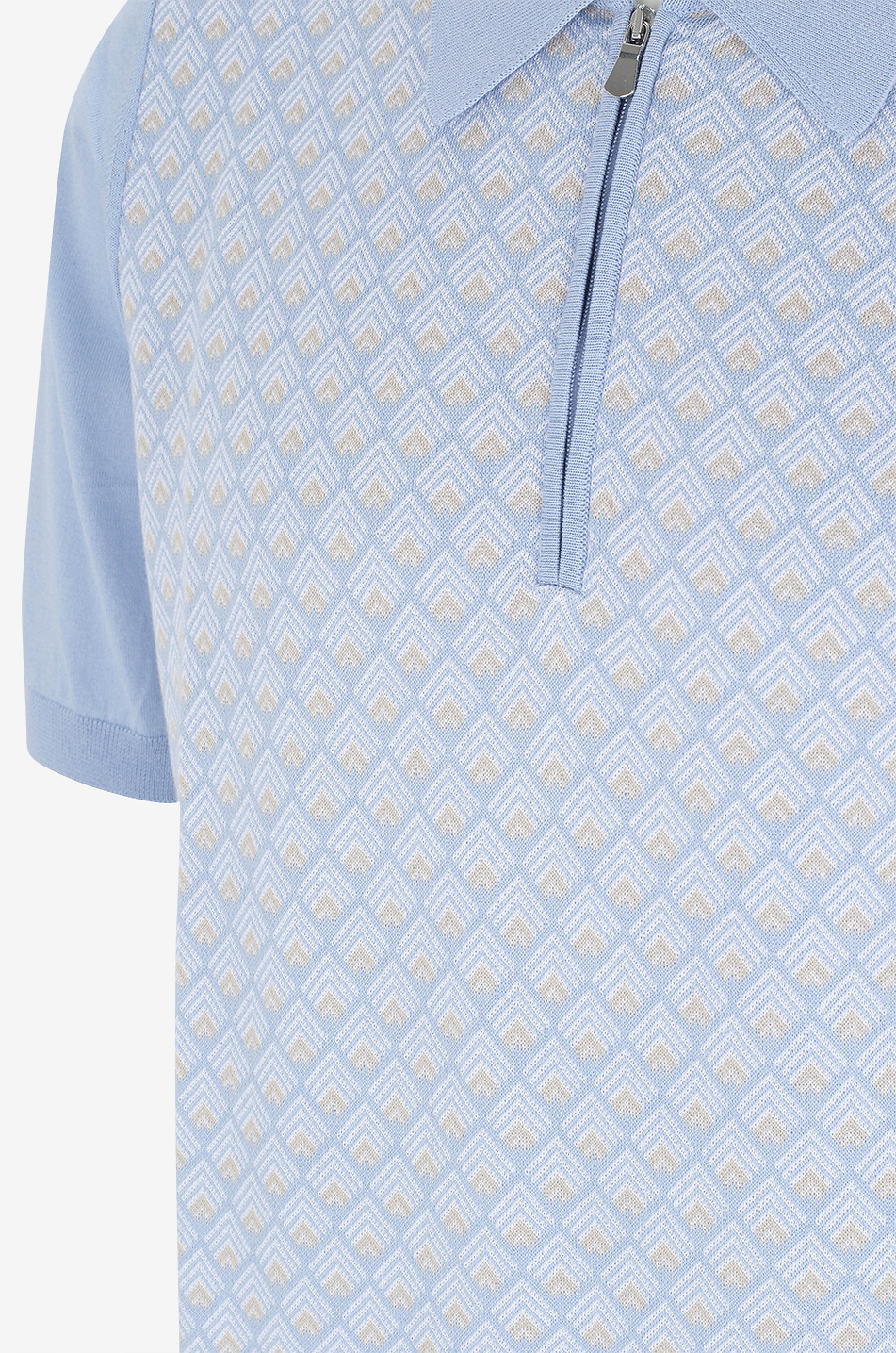 GRAN SASSO Short-sleeved diamond jacquard knit polo shirt Men LIGHT BLUE 3