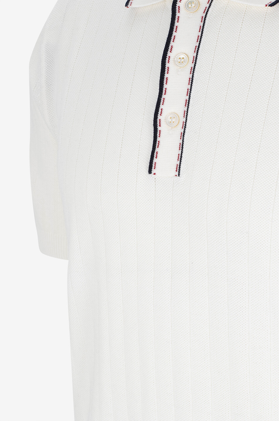 GRAN SASSO Polo manches courtes en coton Homme BLANC CASSE 3