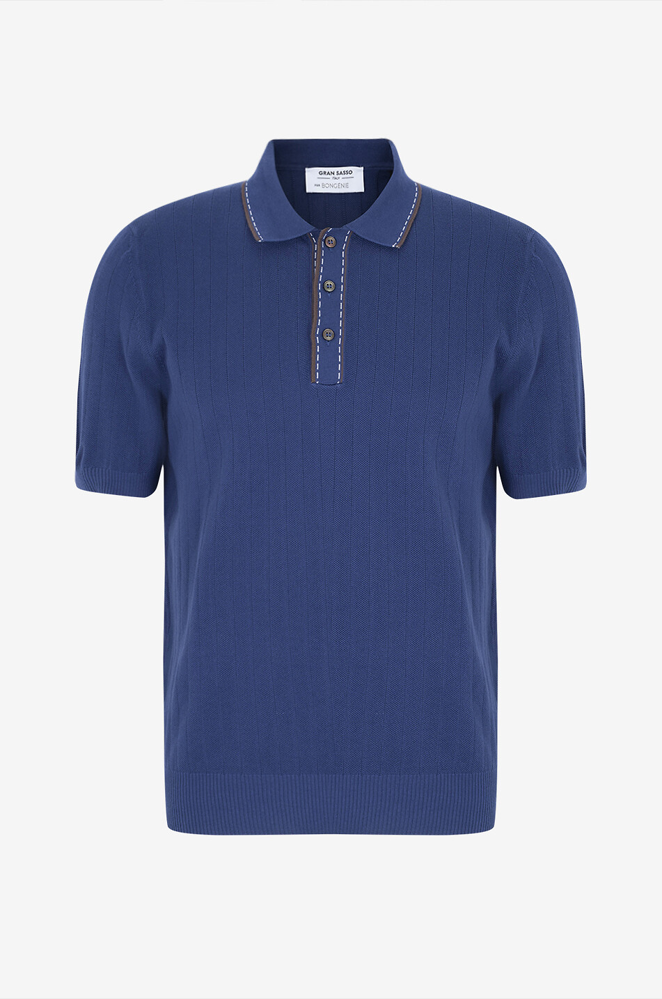 GRAN SASSO Polo manches courtes en coton Homme BLEU MOYEN 1