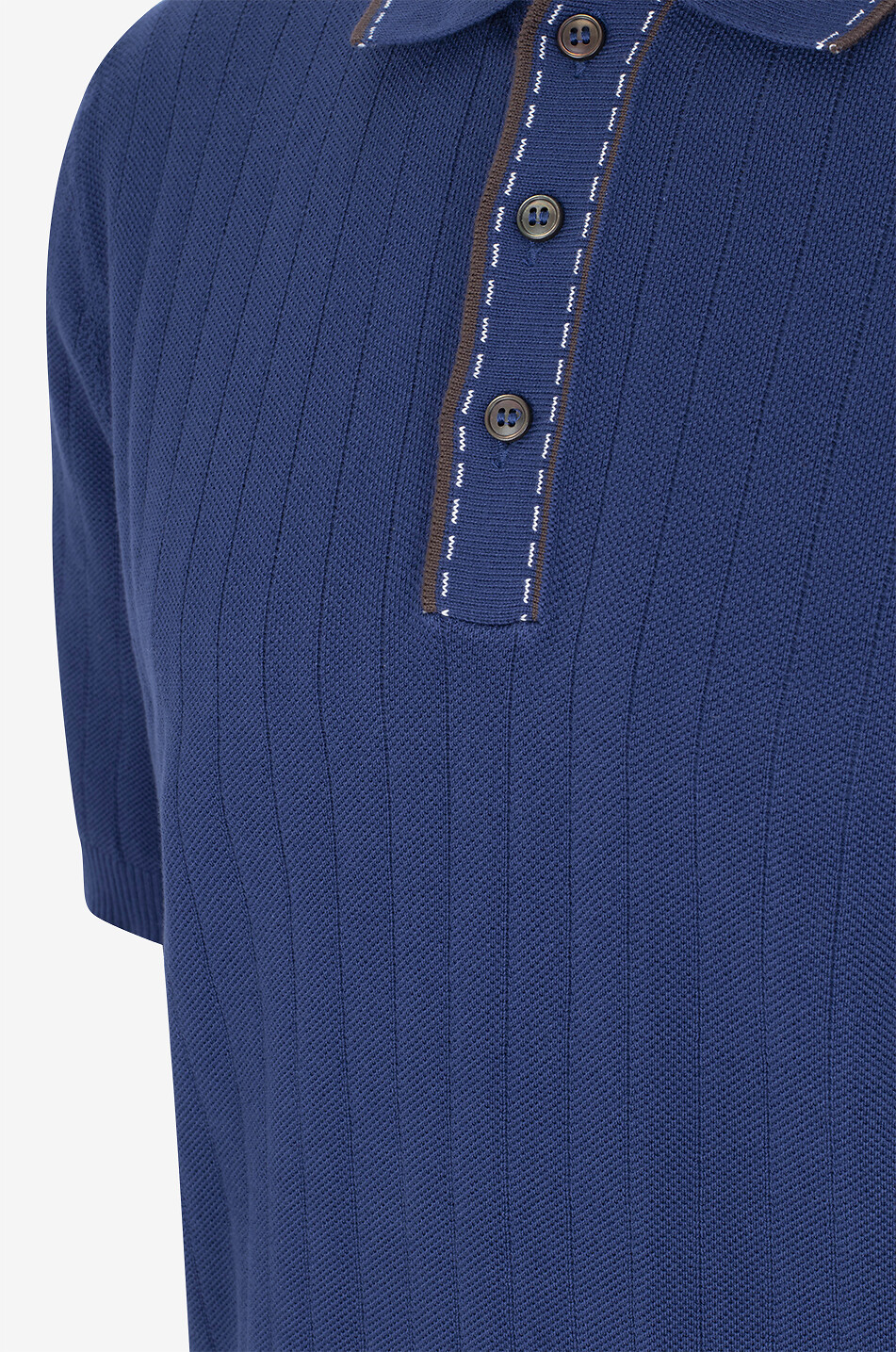 GRAN SASSO Polo manches courtes en coton Homme BLEU MOYEN 3