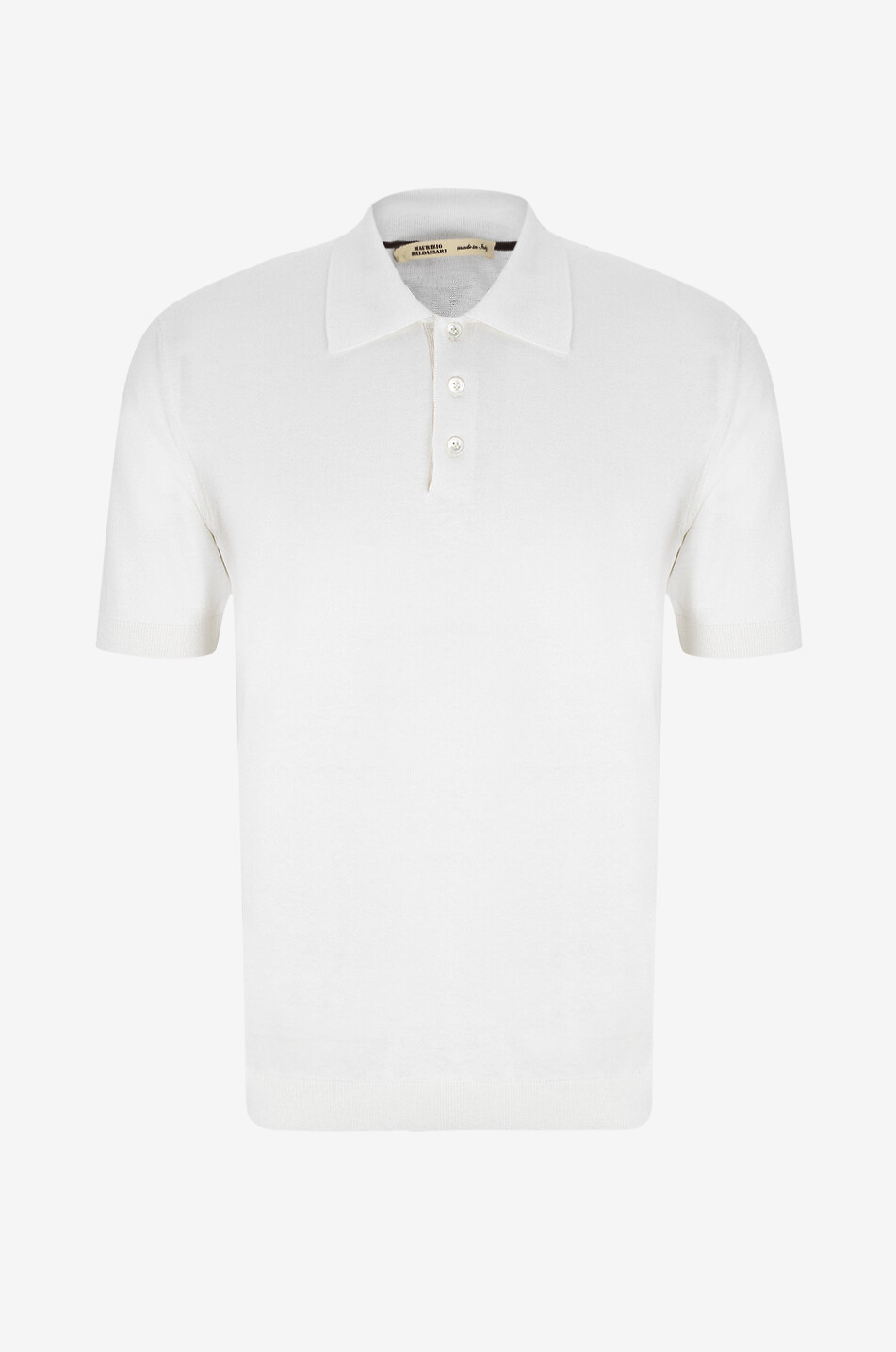 MAURIZIO BALDASSARI Polo à manches courtes en soie et coton Homme BLANC CASSE 1