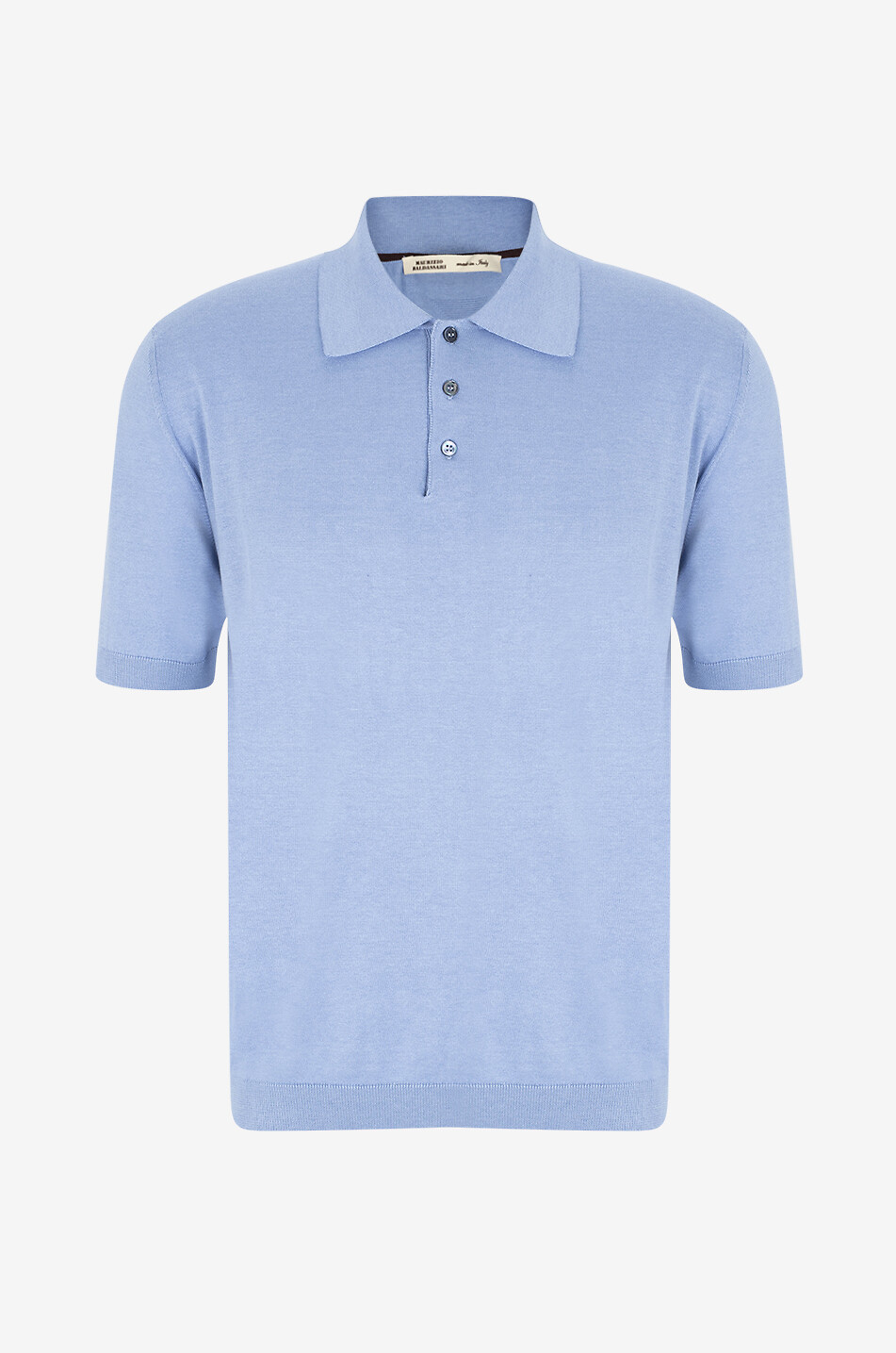 Silk and cotton short-sleeved polo shirt