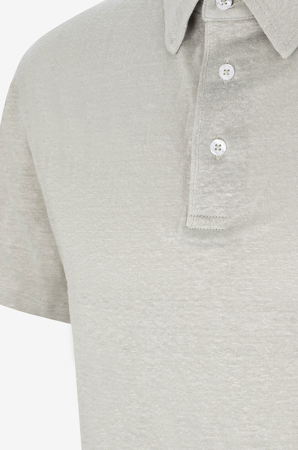 AURELIEN Short-sleeved linen jersey polo shirt Men LIGHT KHAKI 3