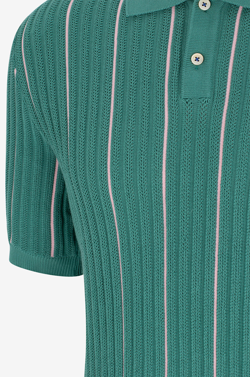 GALLIA KNIT PROJECT Gestreiftes Lochstrick-Polohemd Tucson Herren GRÜN 3