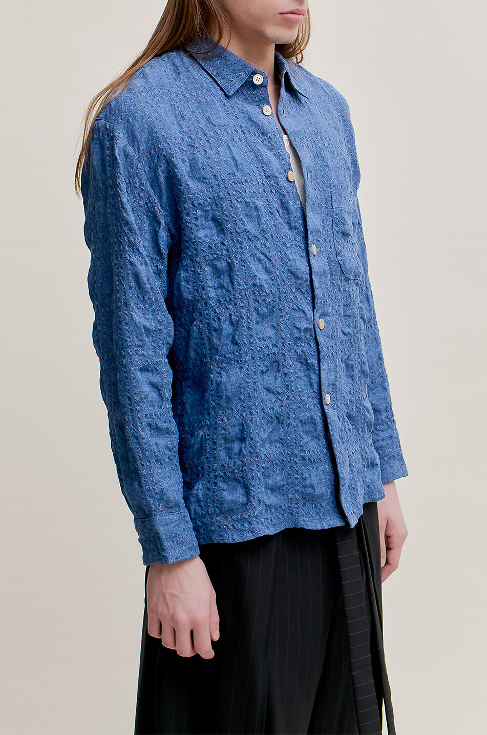A KIND OF GUISE Gusto linen long-sleeved shirt Men BLUE 2